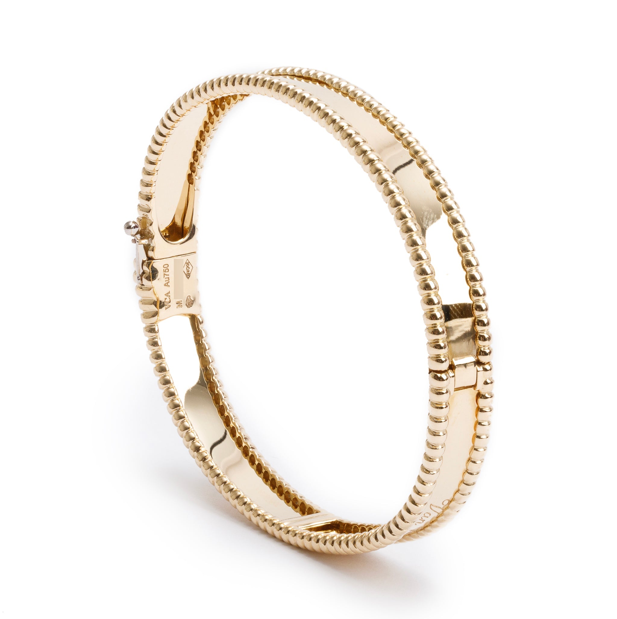 Van Cleef & Arpels 2024 18k Yellow Gold Perlee Signature Bracelet, Medium Model w/ Box & Certificate