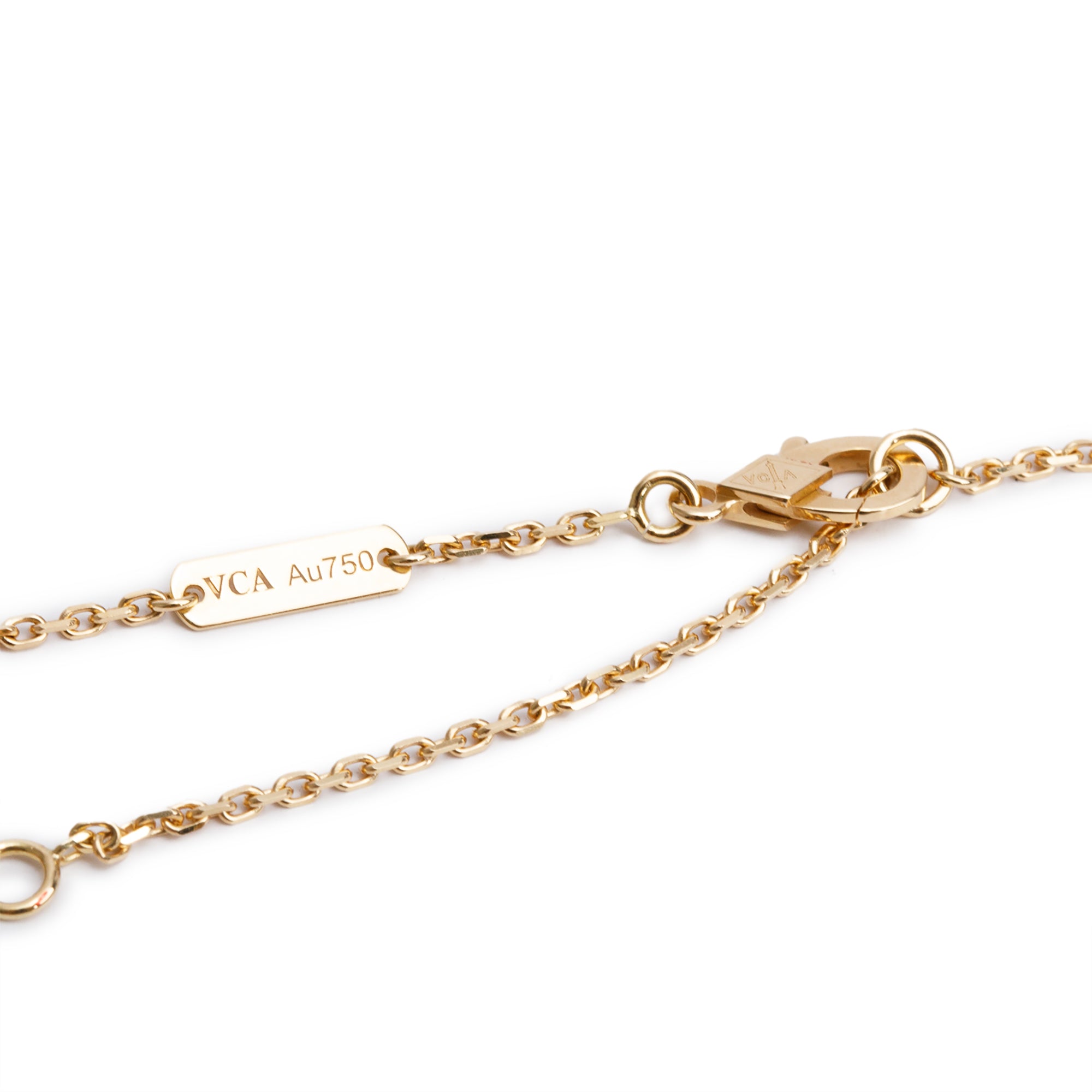 Van Cleef & Arpels 2024 18k Yellow Gold Vintage Alhambra Mother of Pearl Pendant Necklace w/ Box, Certificate & Receipt