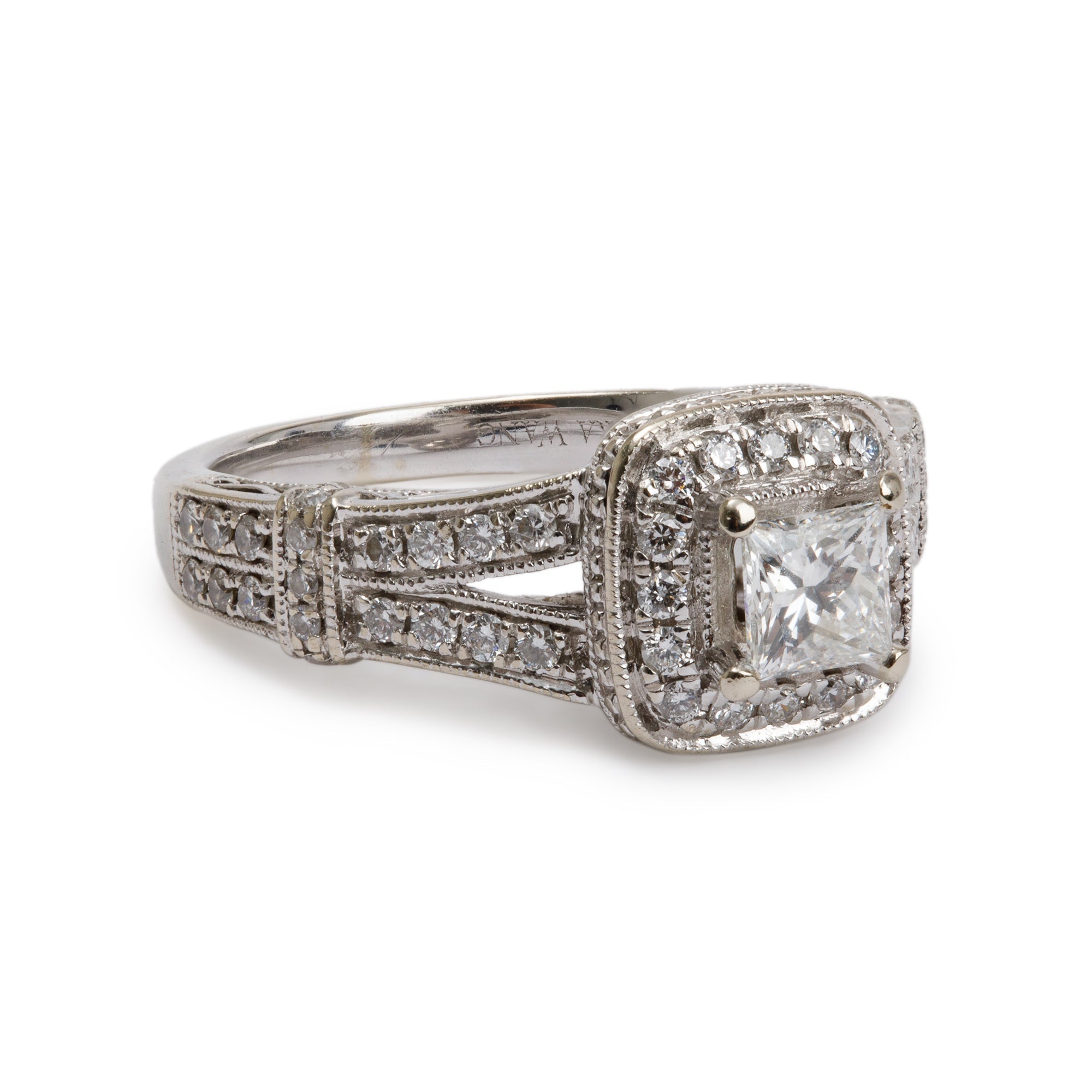 Vera Wang 14k White Gold Love Diamond Engagement Ring, Size 6 w/ GIA Certificate