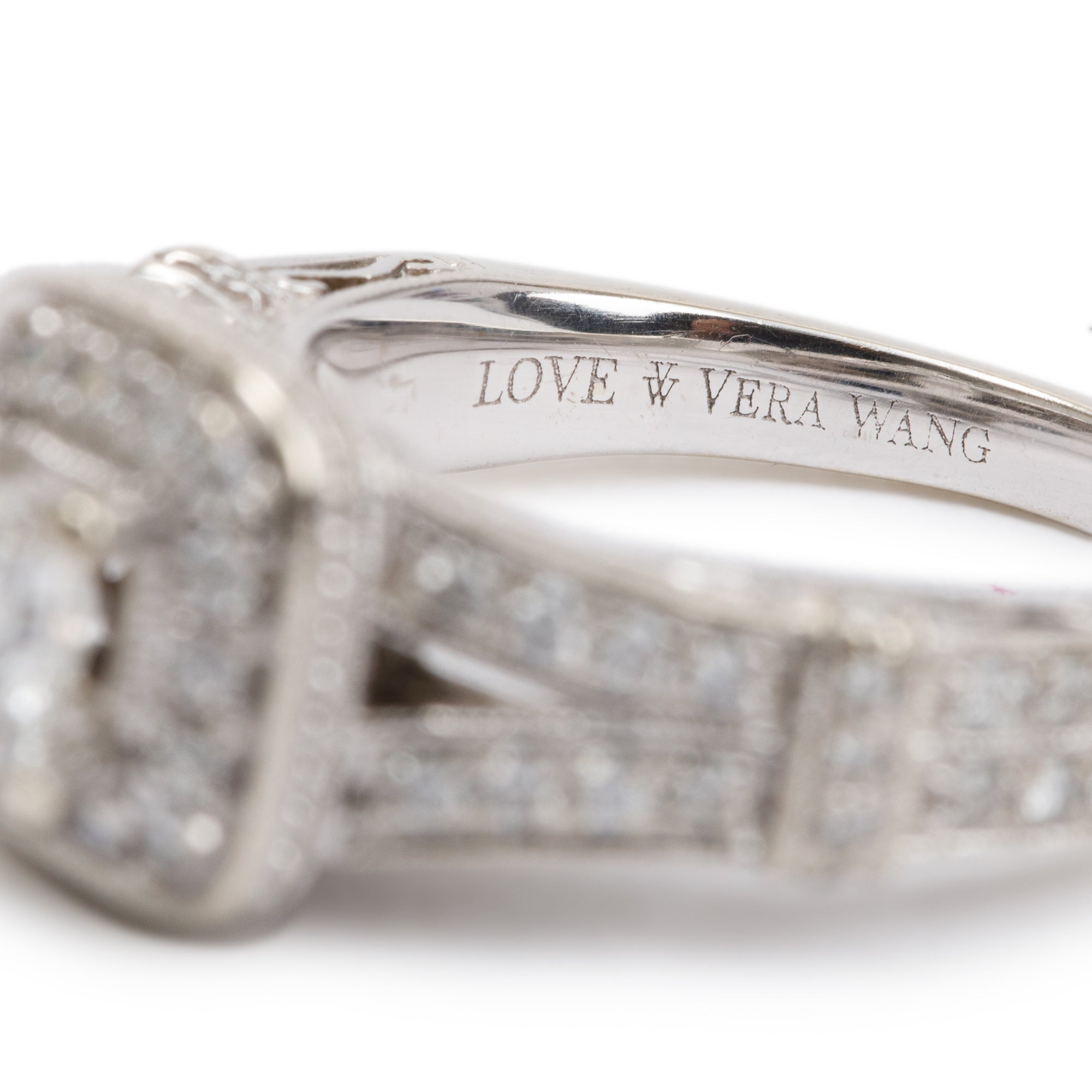 Vera Wang 14k White Gold Love Diamond Engagement Ring, Size 6 w/ GIA Certificate