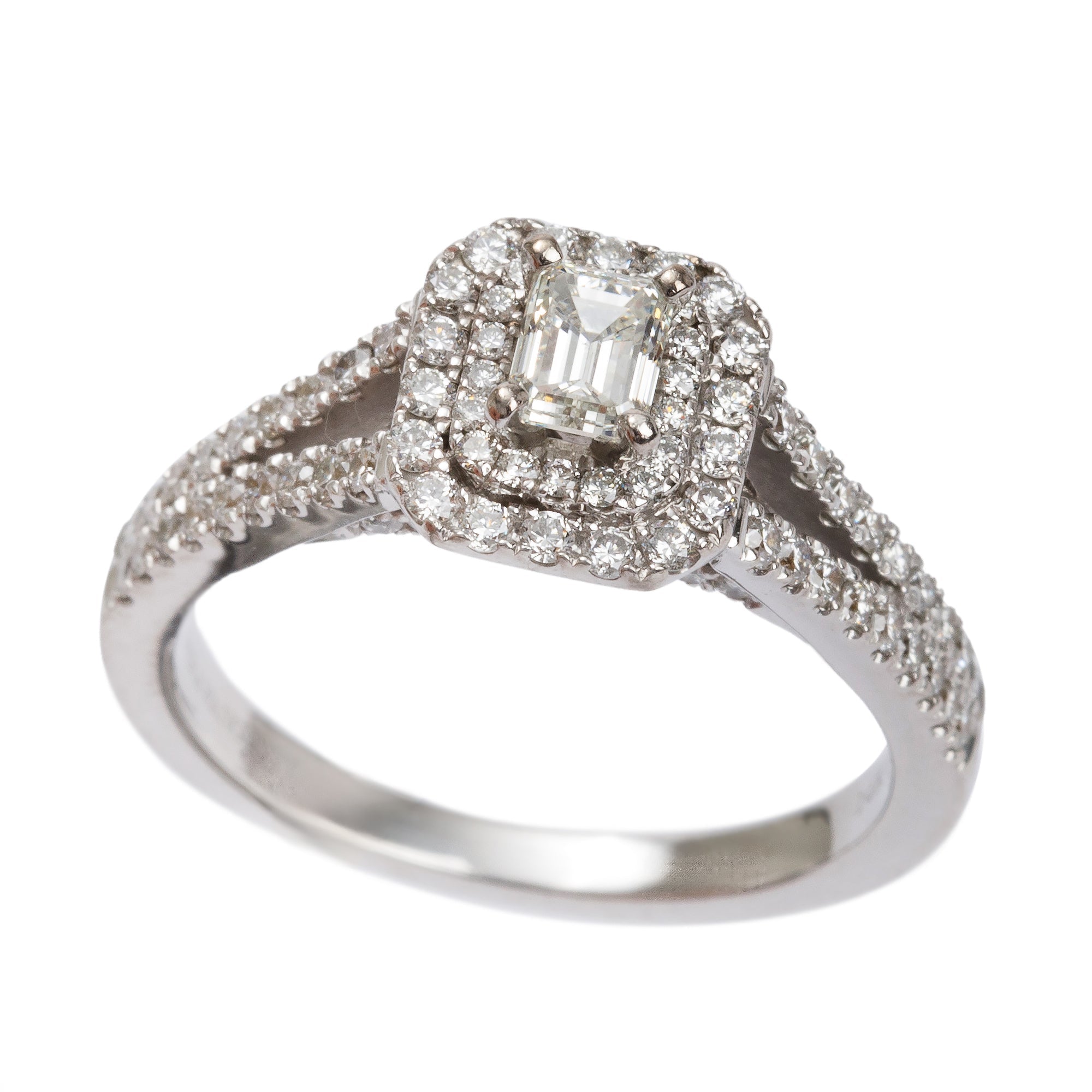 Vera Wang 14k White Gold Love Emerald Cut Diamond Engagement Ring, Size 8.75