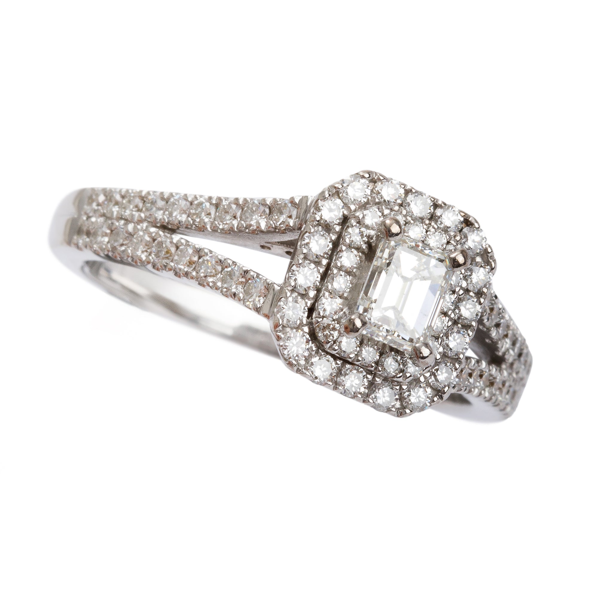 Vera Wang 14k White Gold Love Emerald Cut Diamond Engagement Ring, Size 8.75