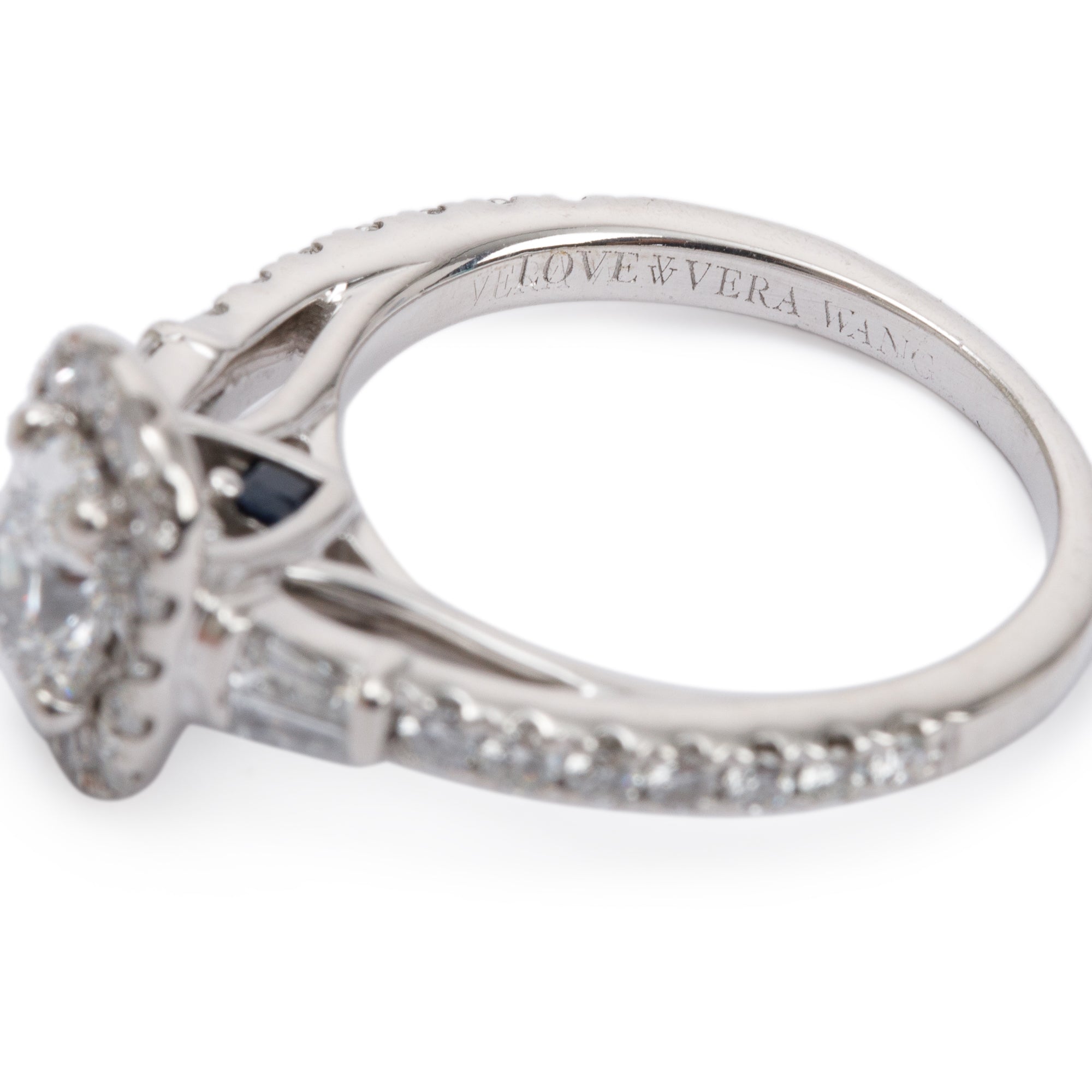 Vera Wang 14k White Gold Love Oval Shaped Diamond Engagement Ring, Size 4