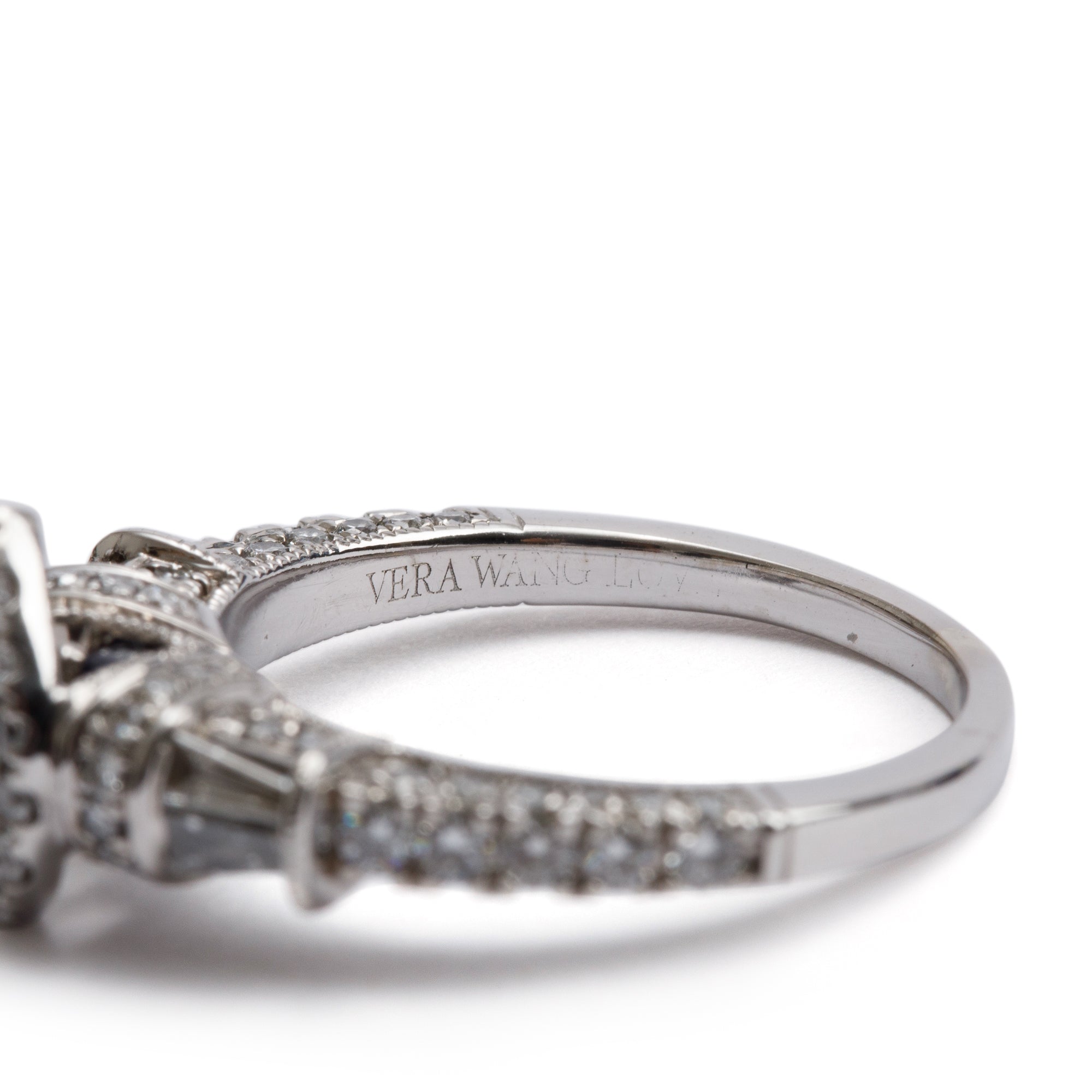 Vera Wang 14k White Gold Love Pear Shaped Cut Diamond Engagement Ring, Size 6.5 w/ Box