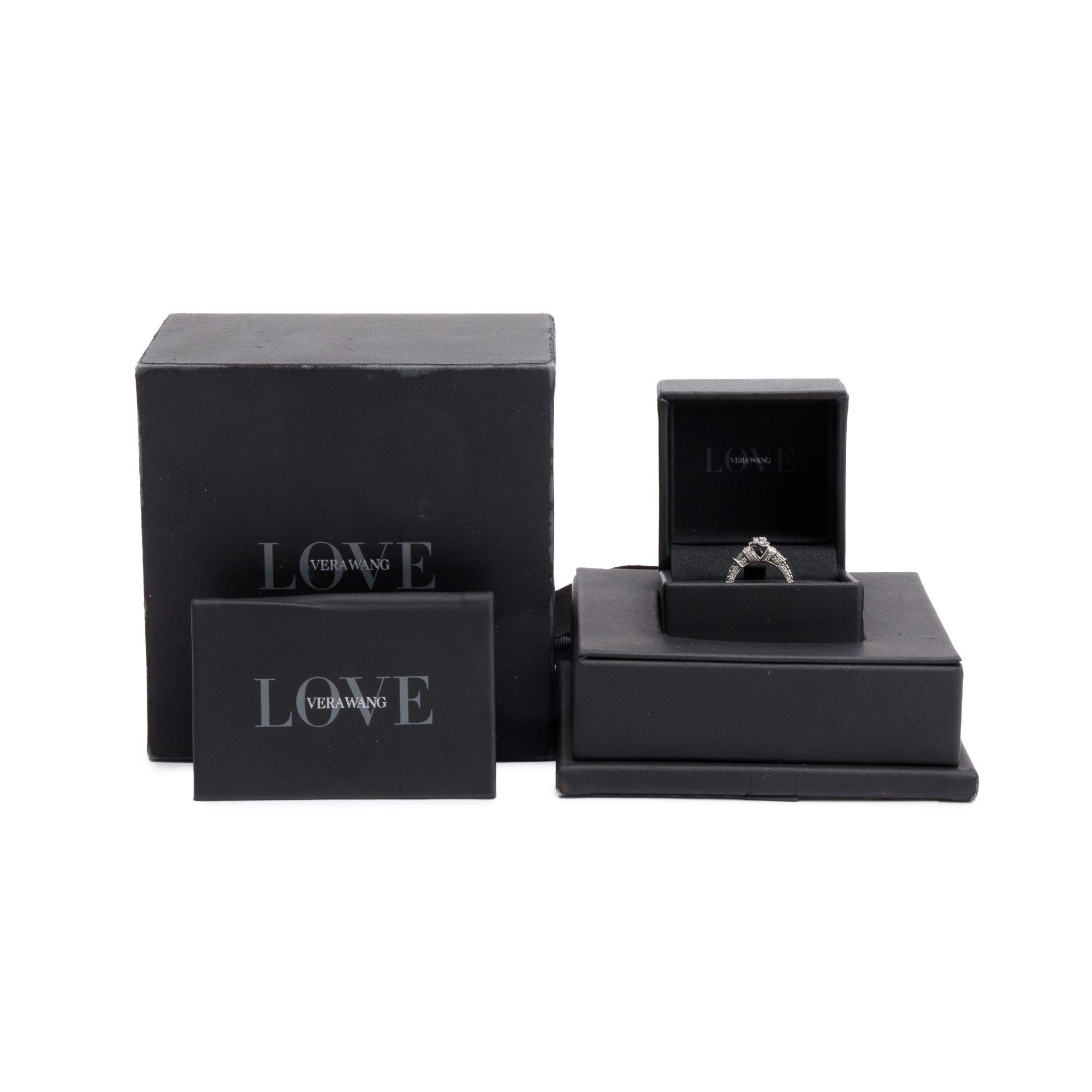 Vera Wang 14k White Gold Love Pear Shaped Cut Diamond Engagement Ring, Size 6.5 w/ Box