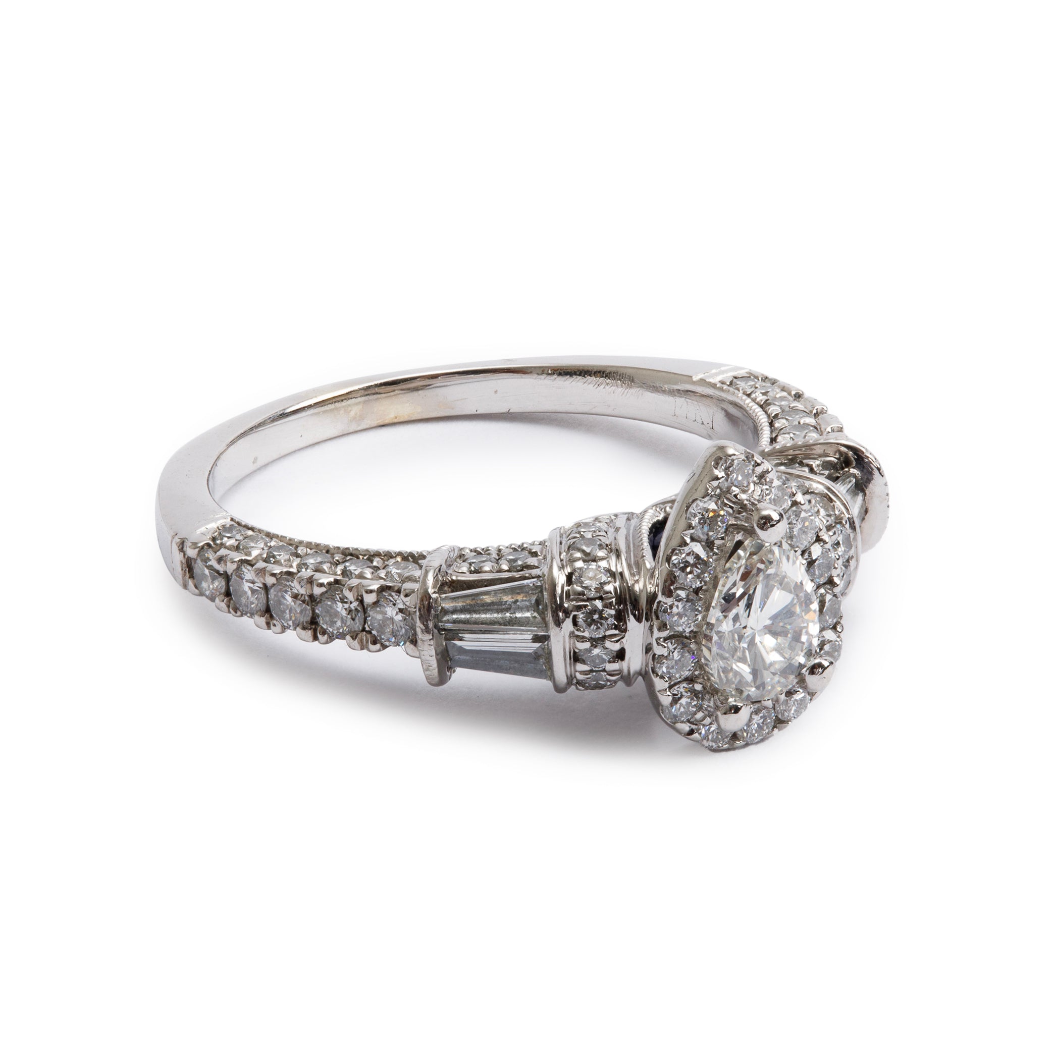 Vera Wang 14k White Gold Love Pear Shaped Cut Diamond Engagement Ring, Size 6.5 w/ Box