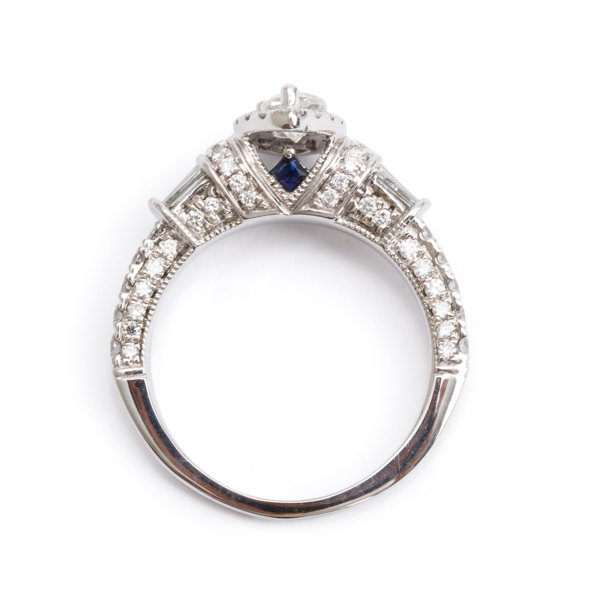 Vera Wang 14k White Gold Love Pear Shaped Cut Diamond Engagement Ring, Size 6.5 w/ Box