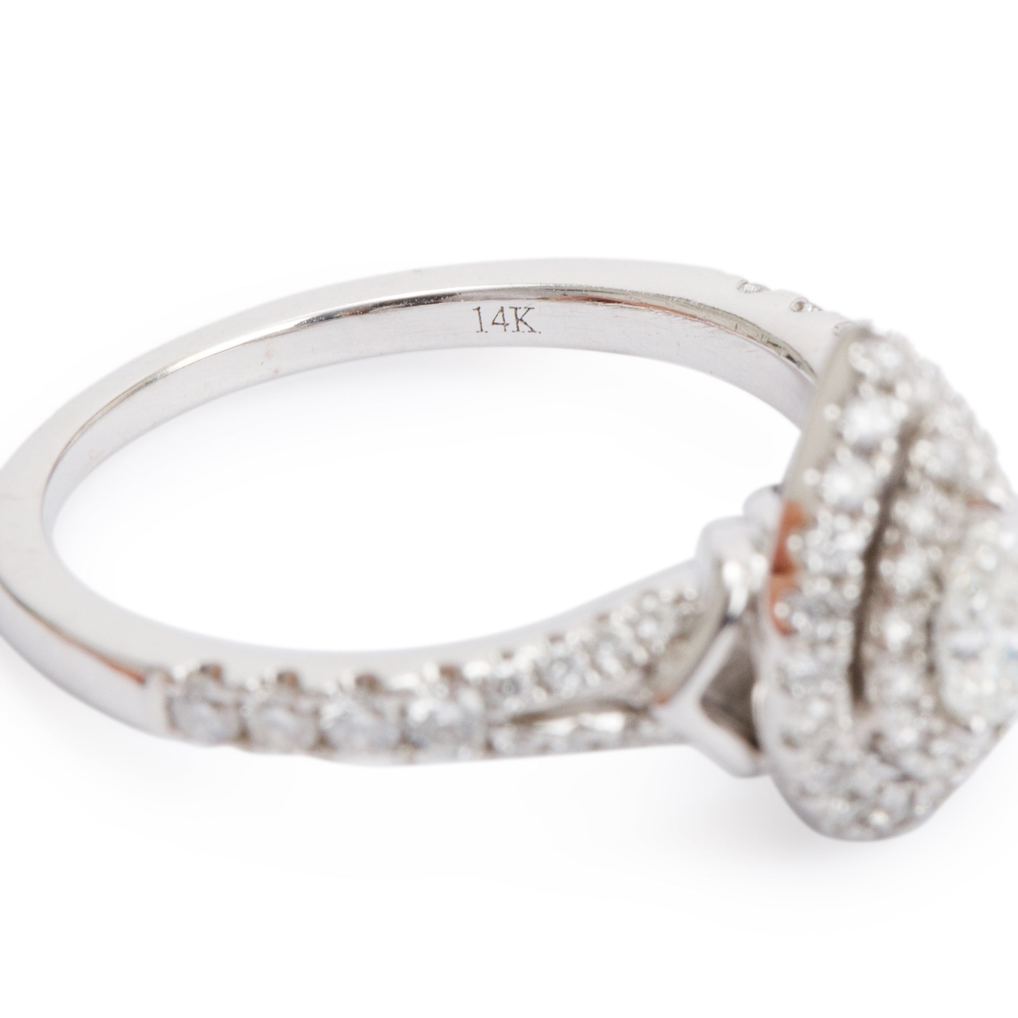 Vera Wang 14k White Gold Love Pear Shaped Diamond Engagement Ring, Size 6.75 w/ Box