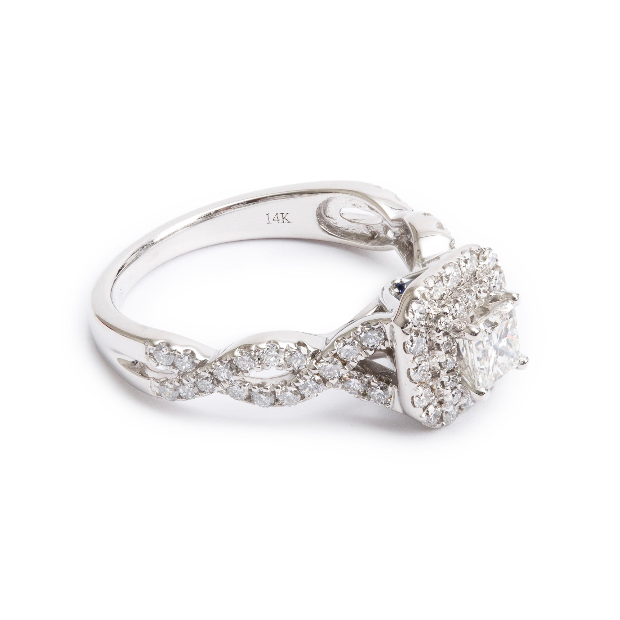 Vera Wang 14k White Gold Love Princess Cut Diamond Engagement Ring, Size 6.5