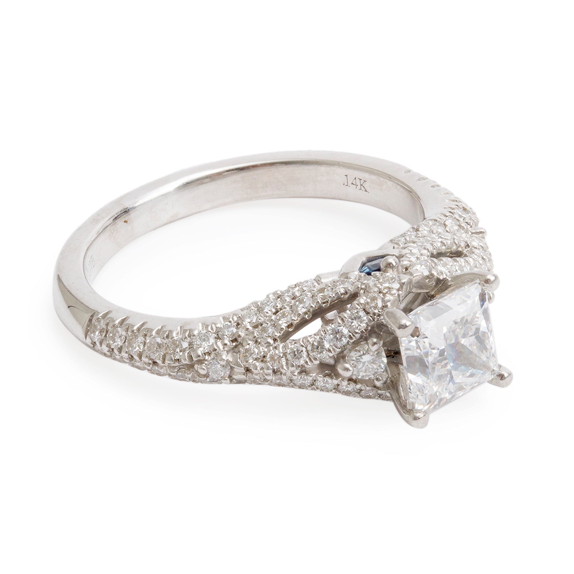 Vera Wang 14k White Gold Love Princess Cut Diamond Engagement Ring, Size 6.5 w/ Authenticity Card