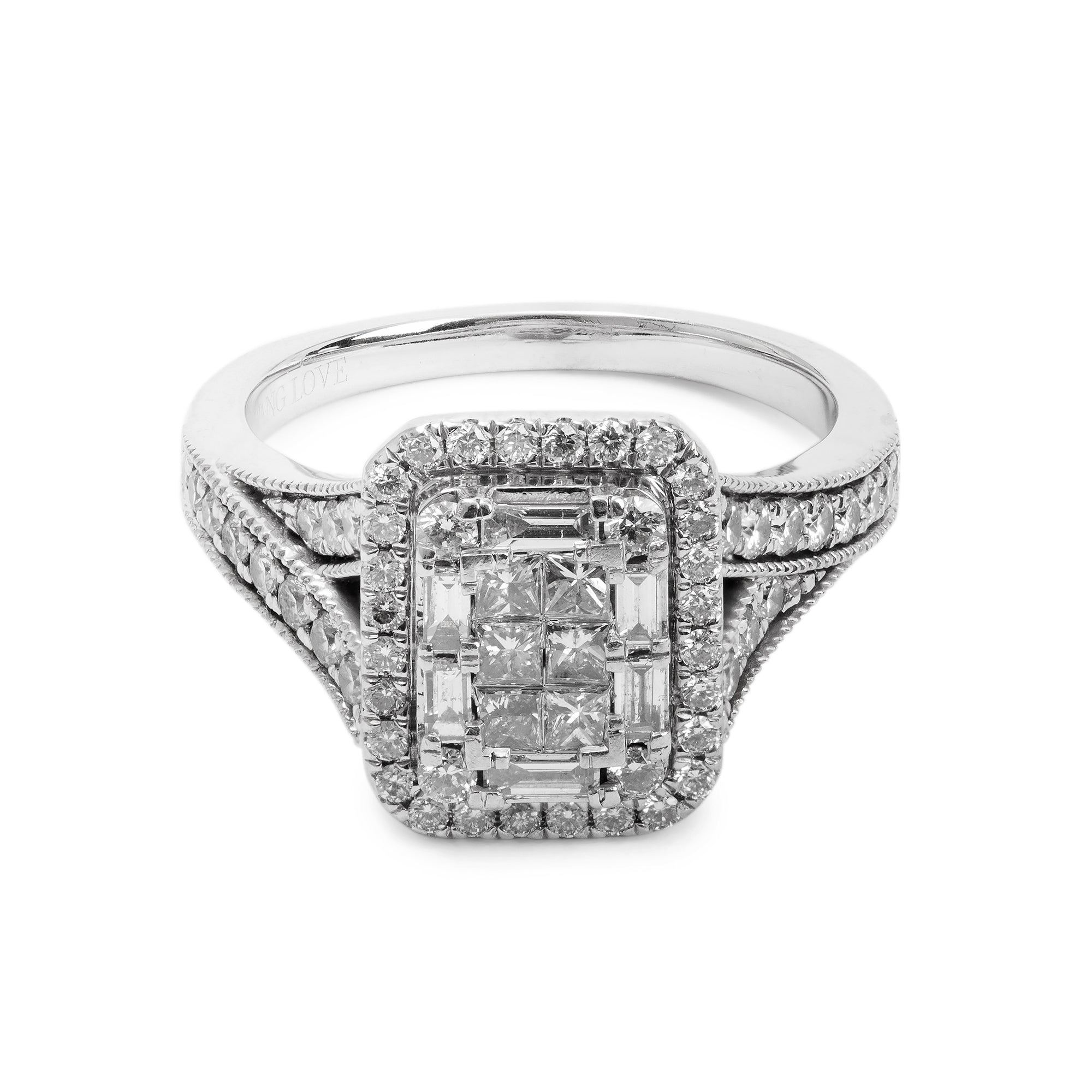 Vera Wang 14k White Gold Love Princess Cut Diamond Engagement Ring, Size 8