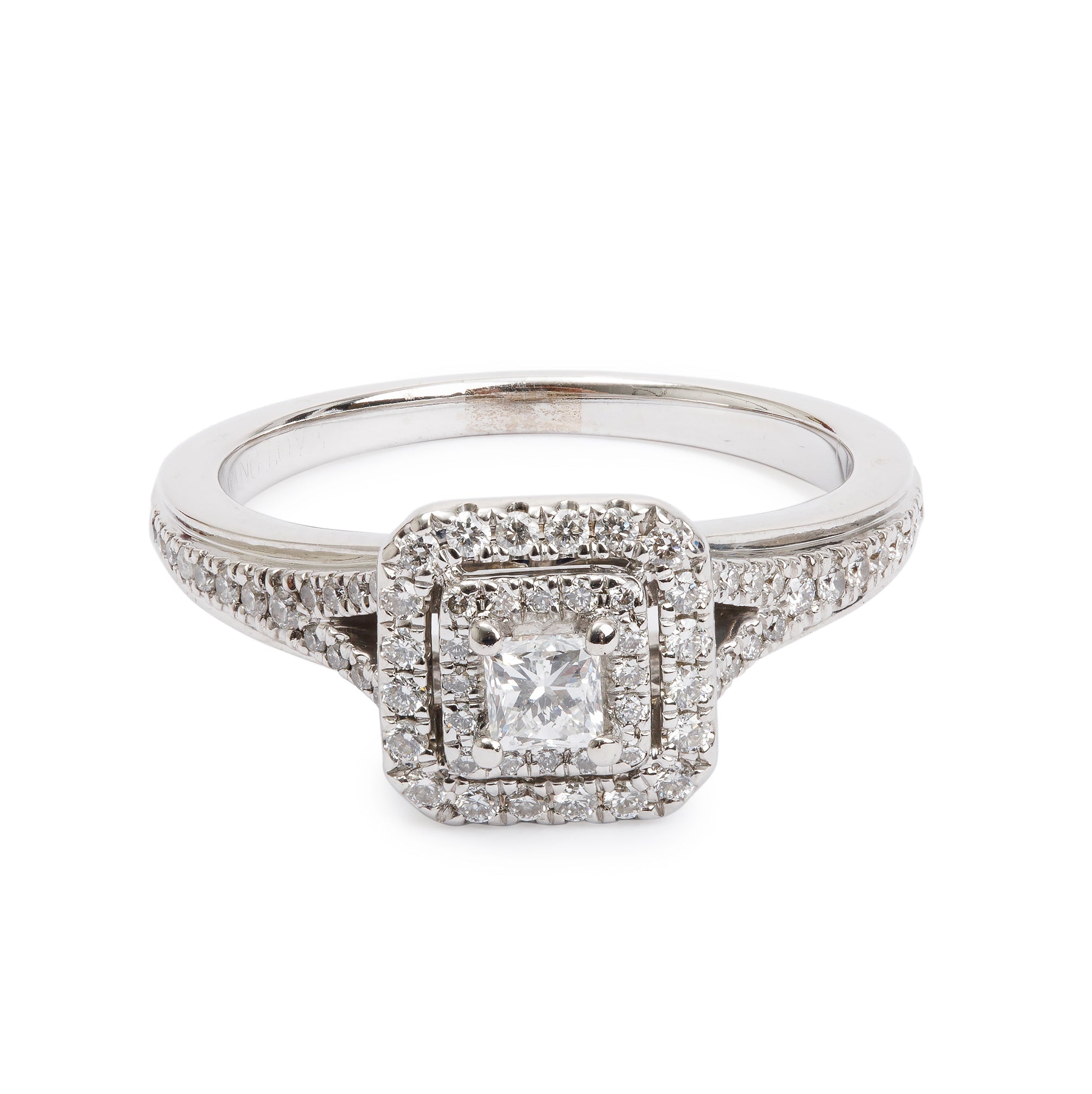 Vera Wang 14k White Gold Love Princess Cut Diamond Engagement Ring, Size 8