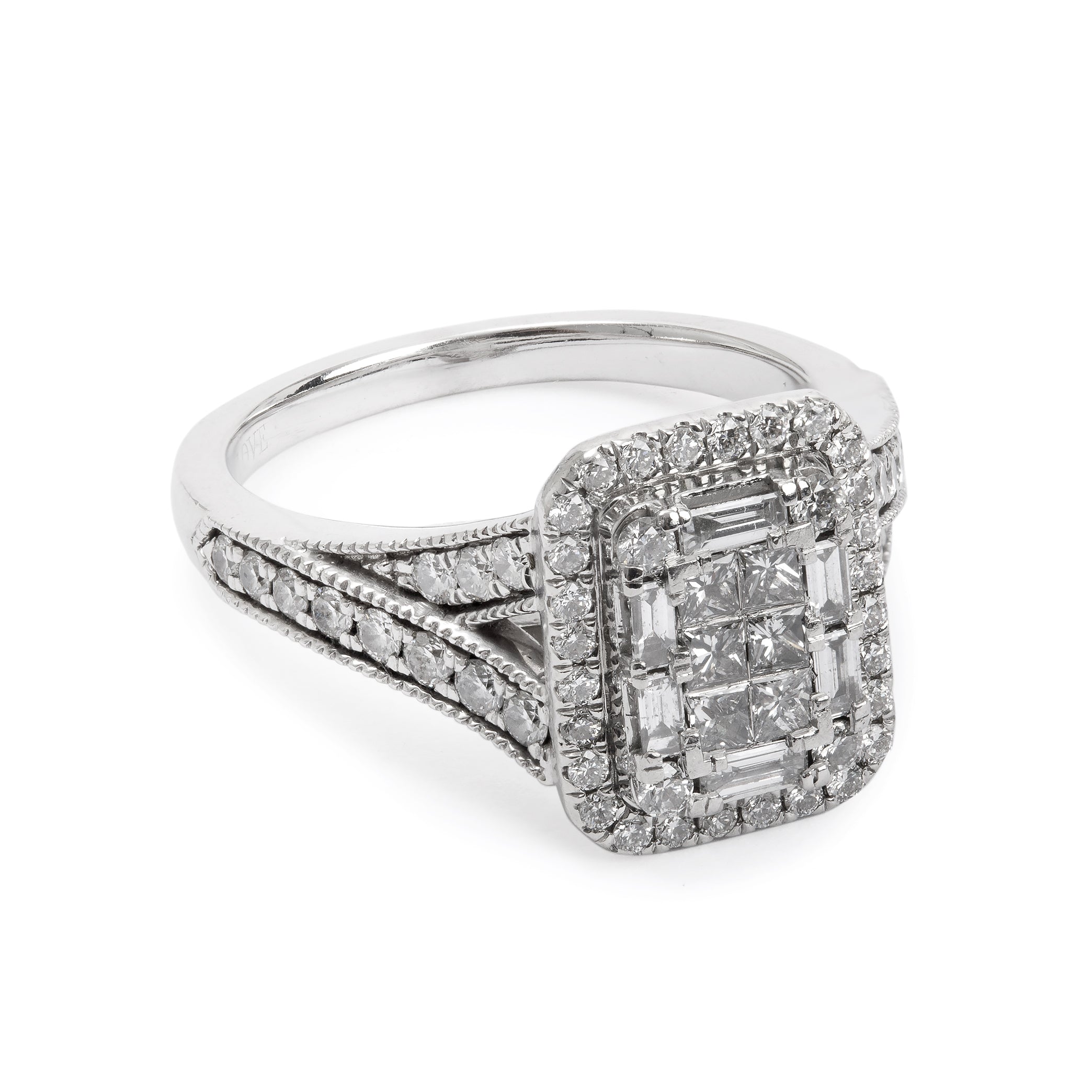 Vera Wang 14k White Gold Love Princess Cut Diamond Engagement Ring, Size 8