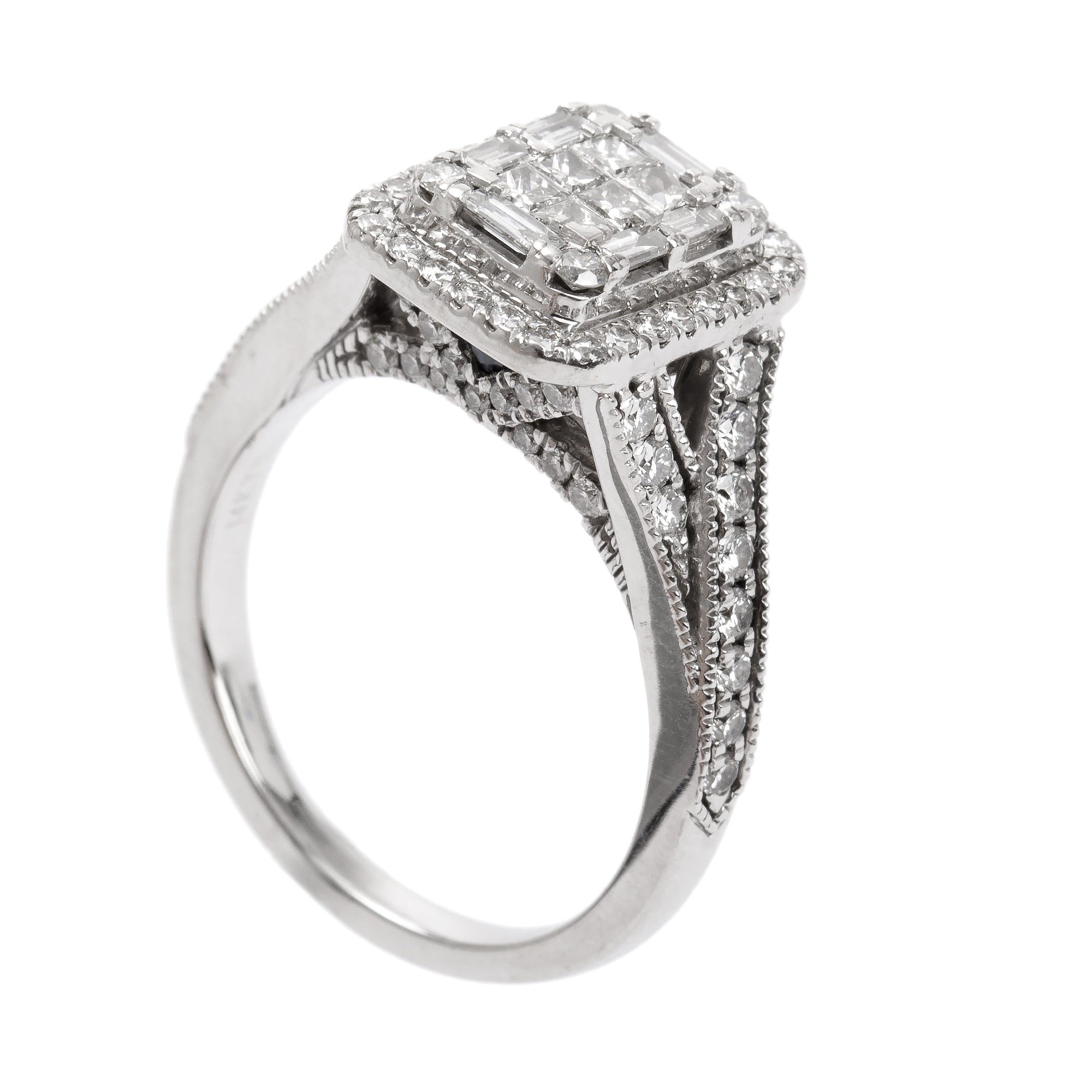 Vera Wang 14k White Gold Love Princess Cut Diamond Engagement Ring, Size 8