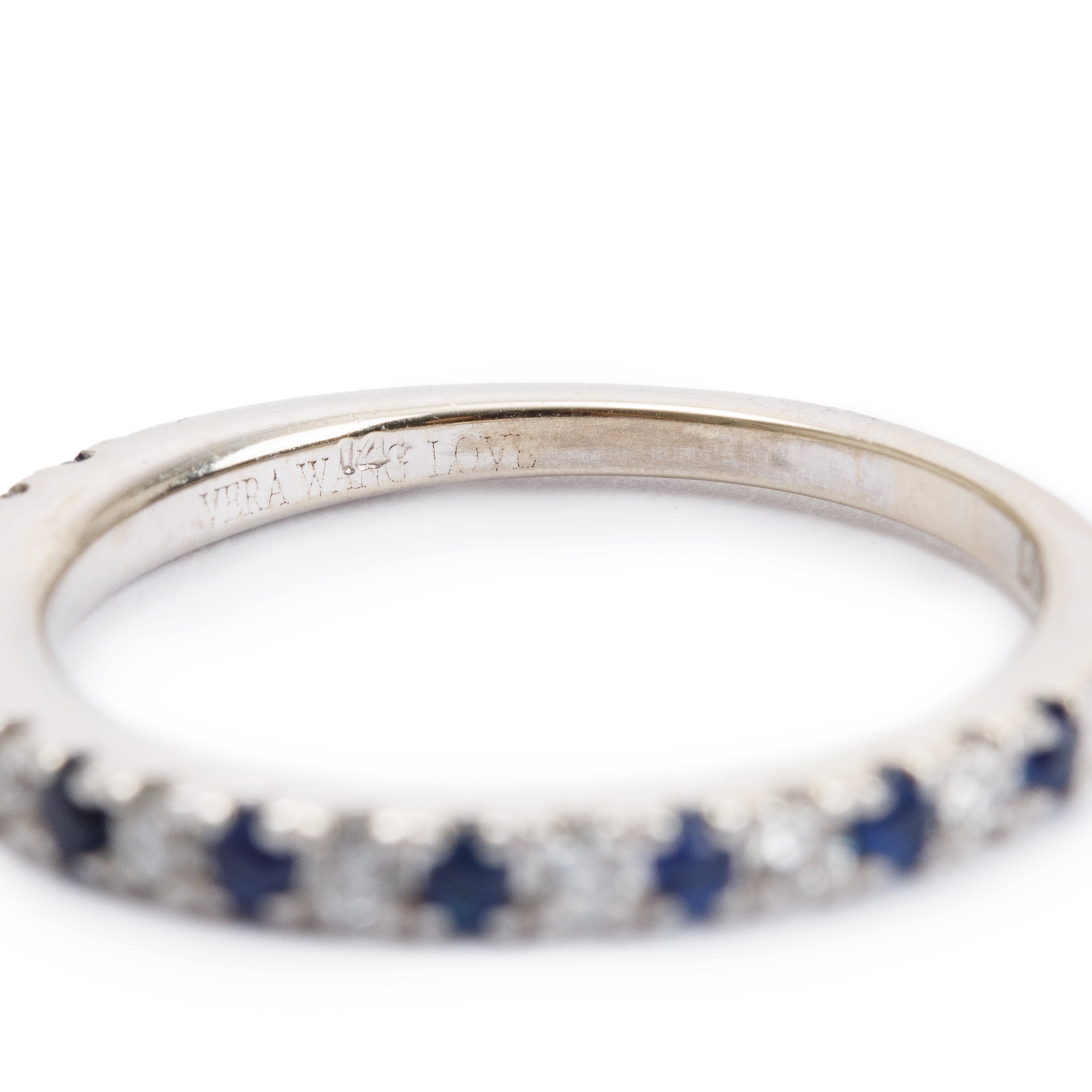 Vera Wang 14k White Gold Love Sapphire & Diamond Band Ring, Size 5.5