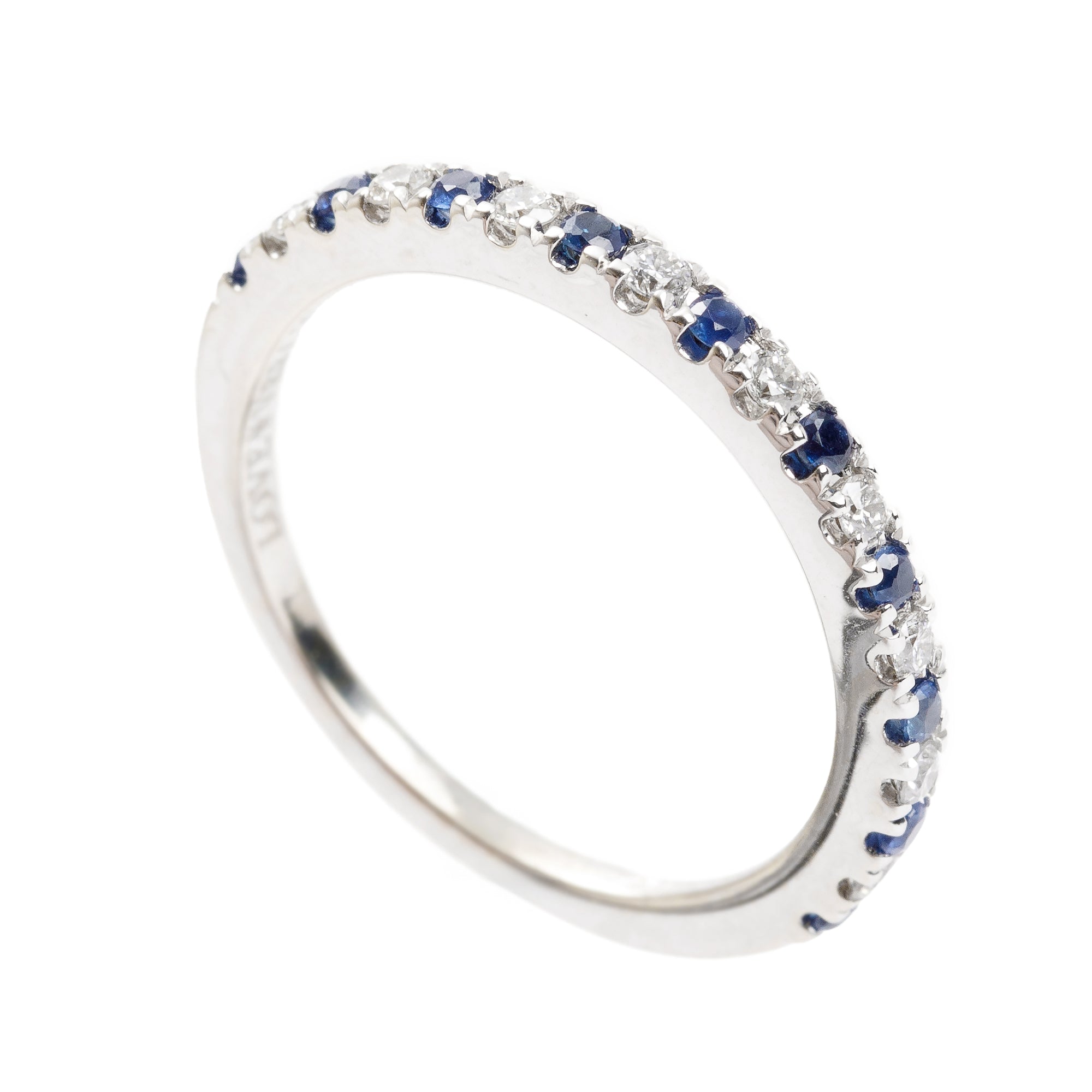 Vera Wang 14k White Gold Love Sapphire & Diamond Band Ring, Size 5.5