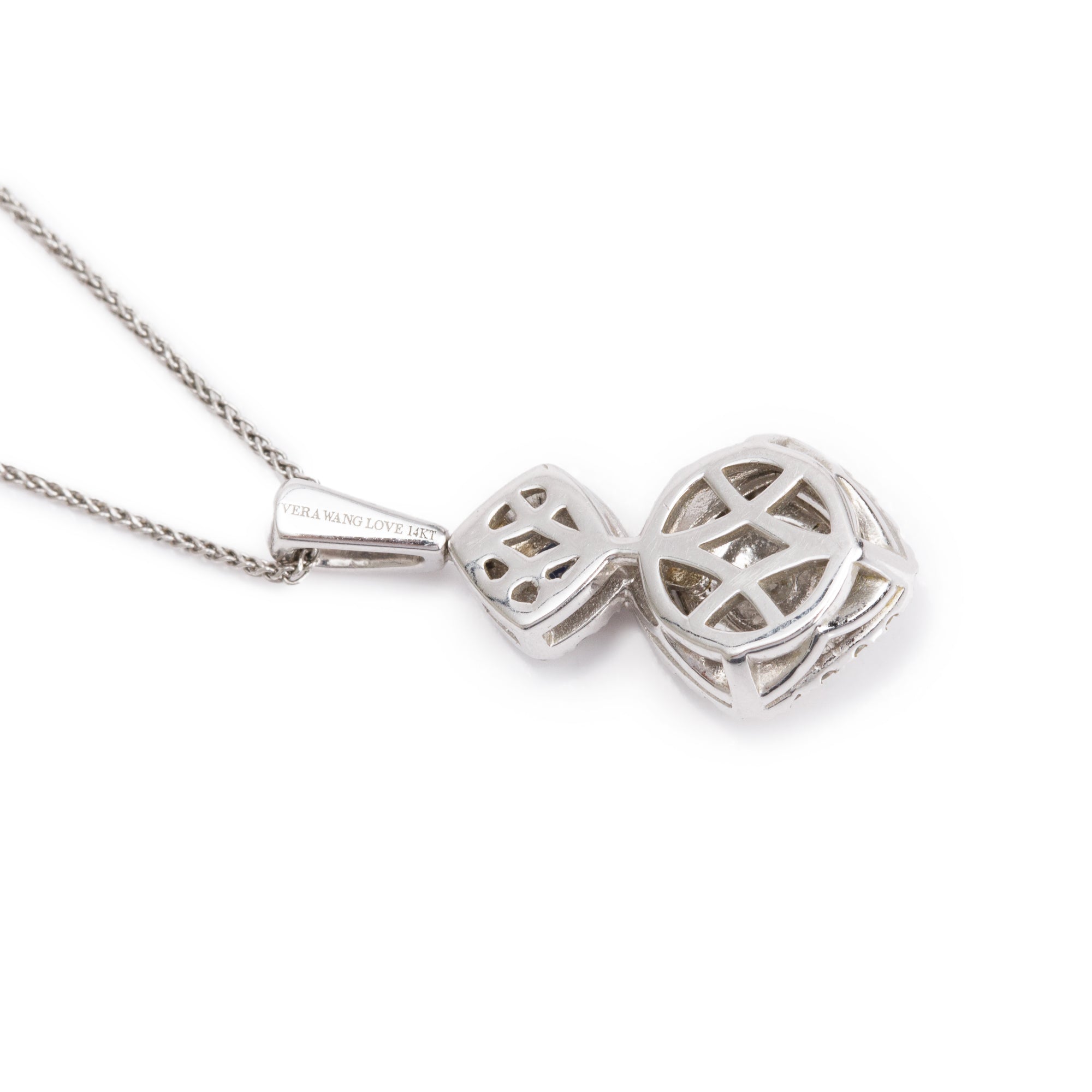 Vera Wang 18k White Gold Sapphire & Diamond Pendant Necklace