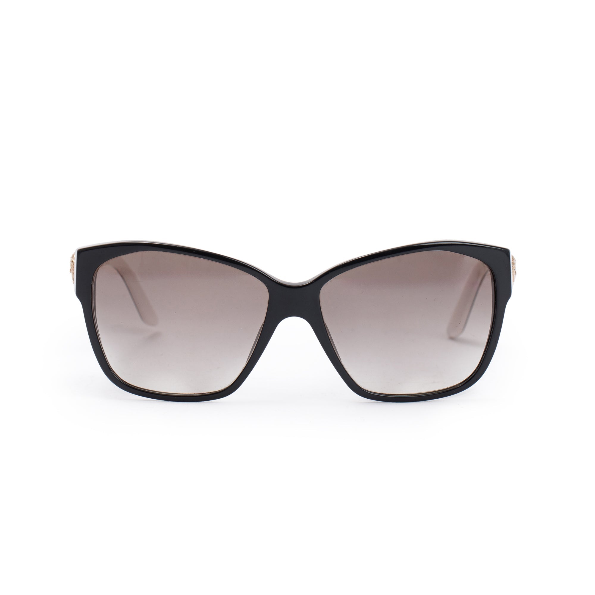 Versace 1277 Black & Leopard Print Acetate Medusa Square Sunglasses w/ Case