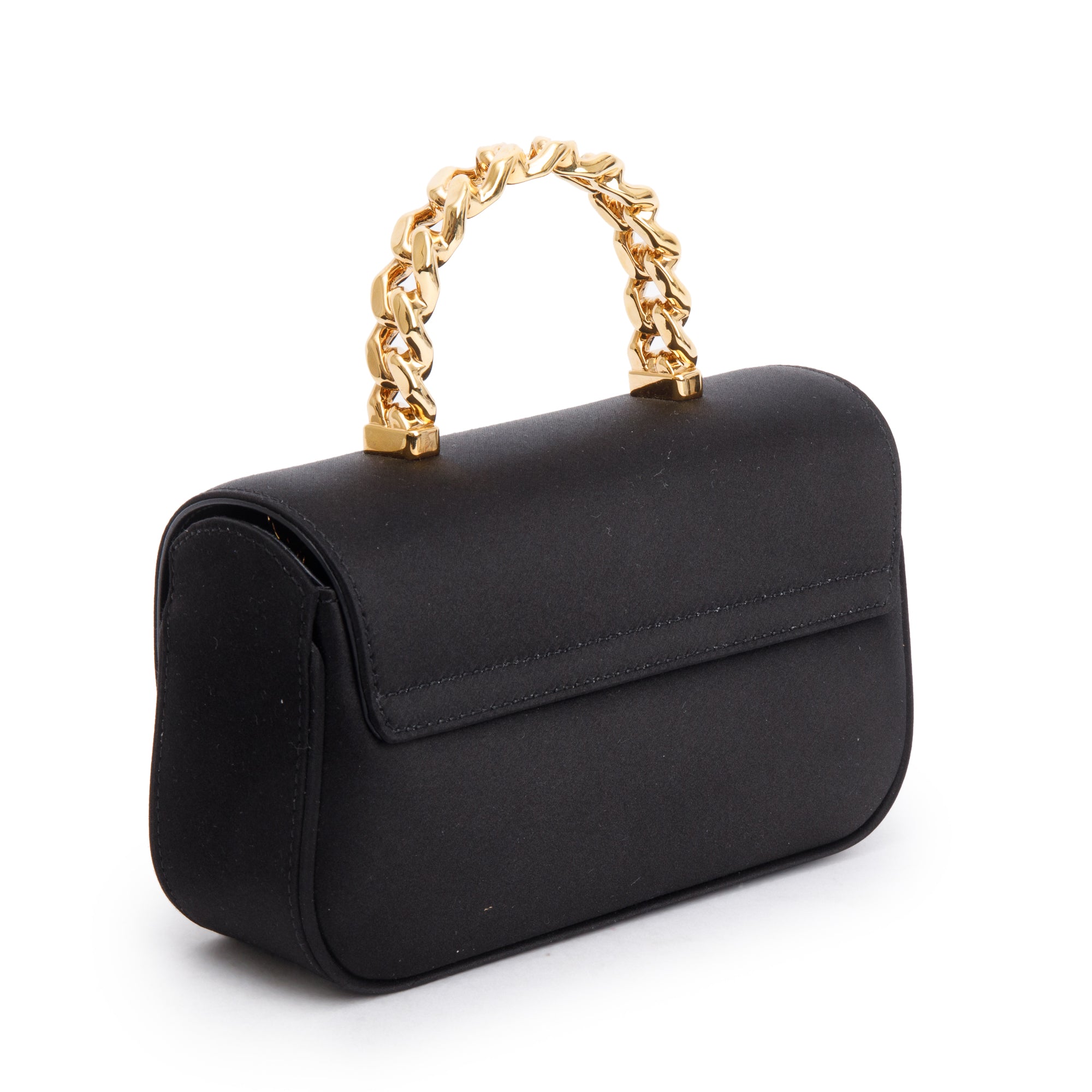 Versace 2024 Black Satin La Medusa Mini Handle Bag w/ Strap, Box & Receipt