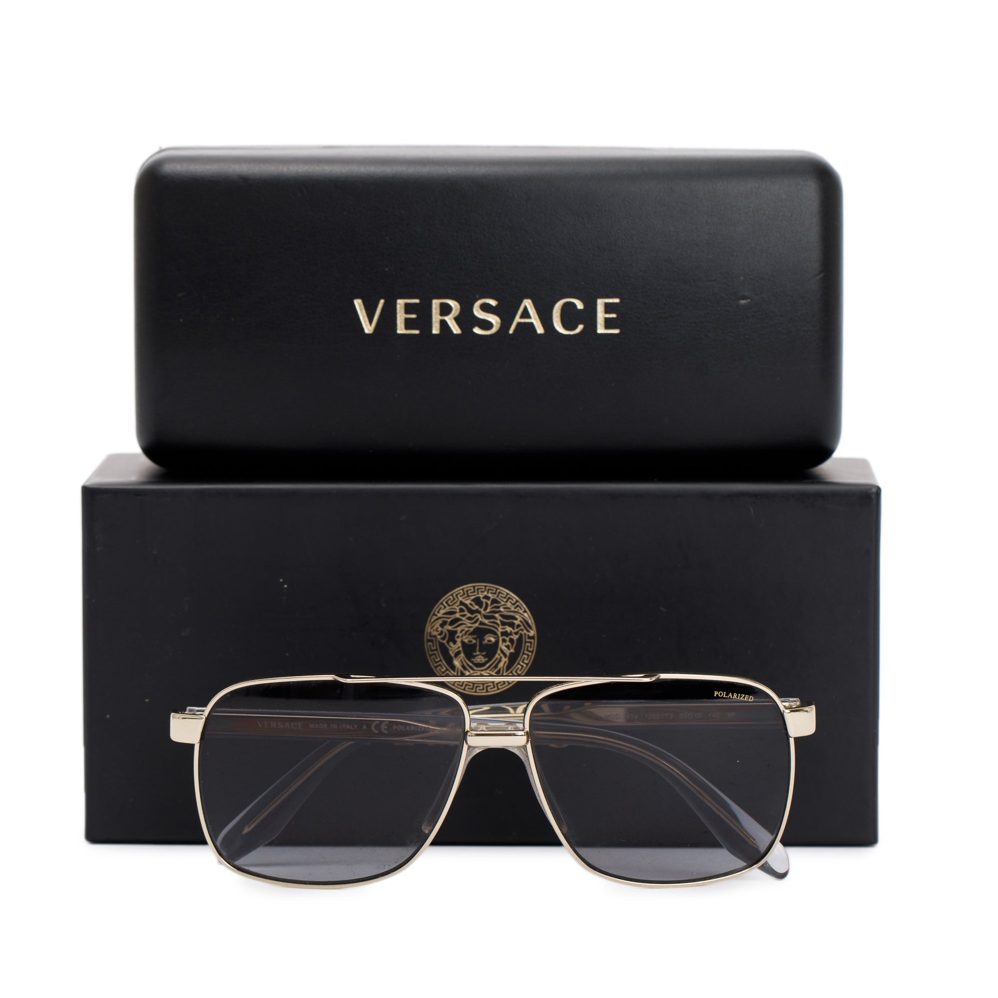 Versace 2174 Aviator Sunglasses w/ Box & Case