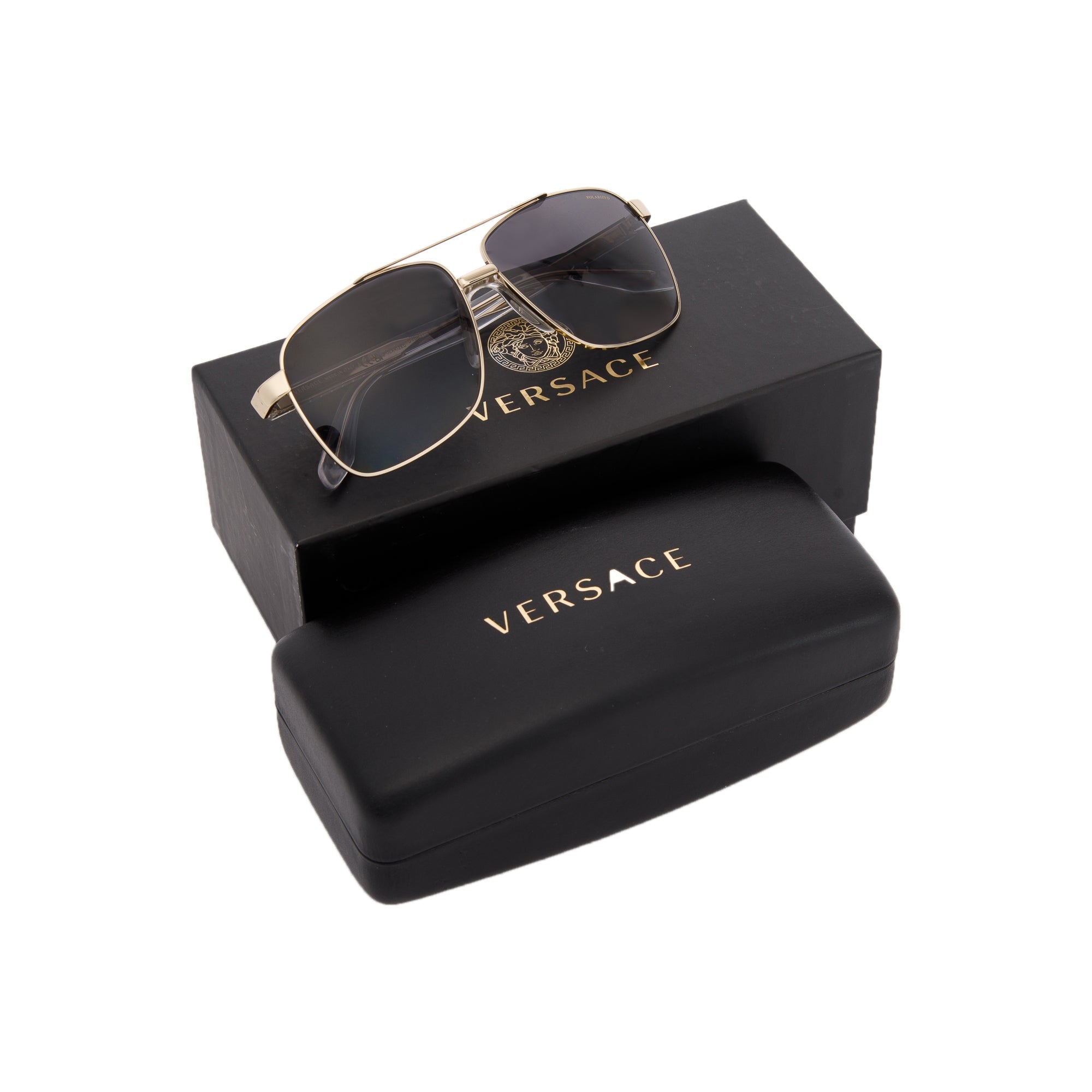 Versace 2174 Aviator Sunglasses w/ Box & Case