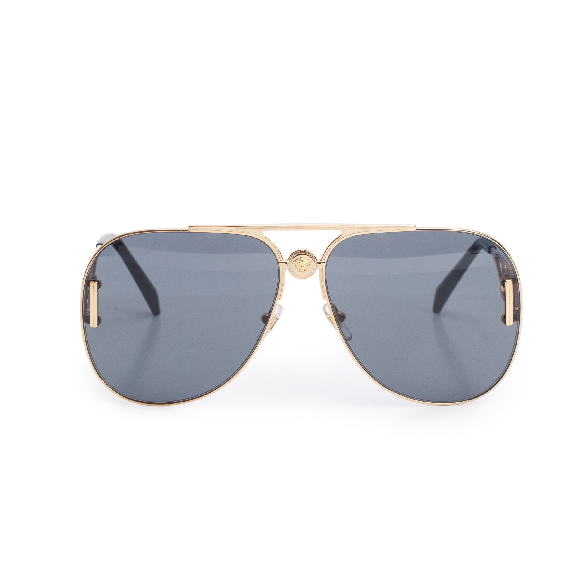 Versace 2255 Gold-Tone Meta Frame Medusa '95 Pilot Sunglasses w/ Case