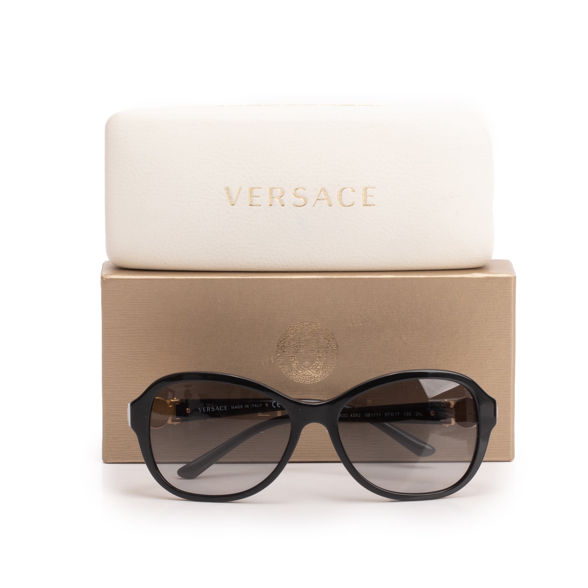 Versace 4262 Black Acetate Medusa Sunglasses w/ Box & Case