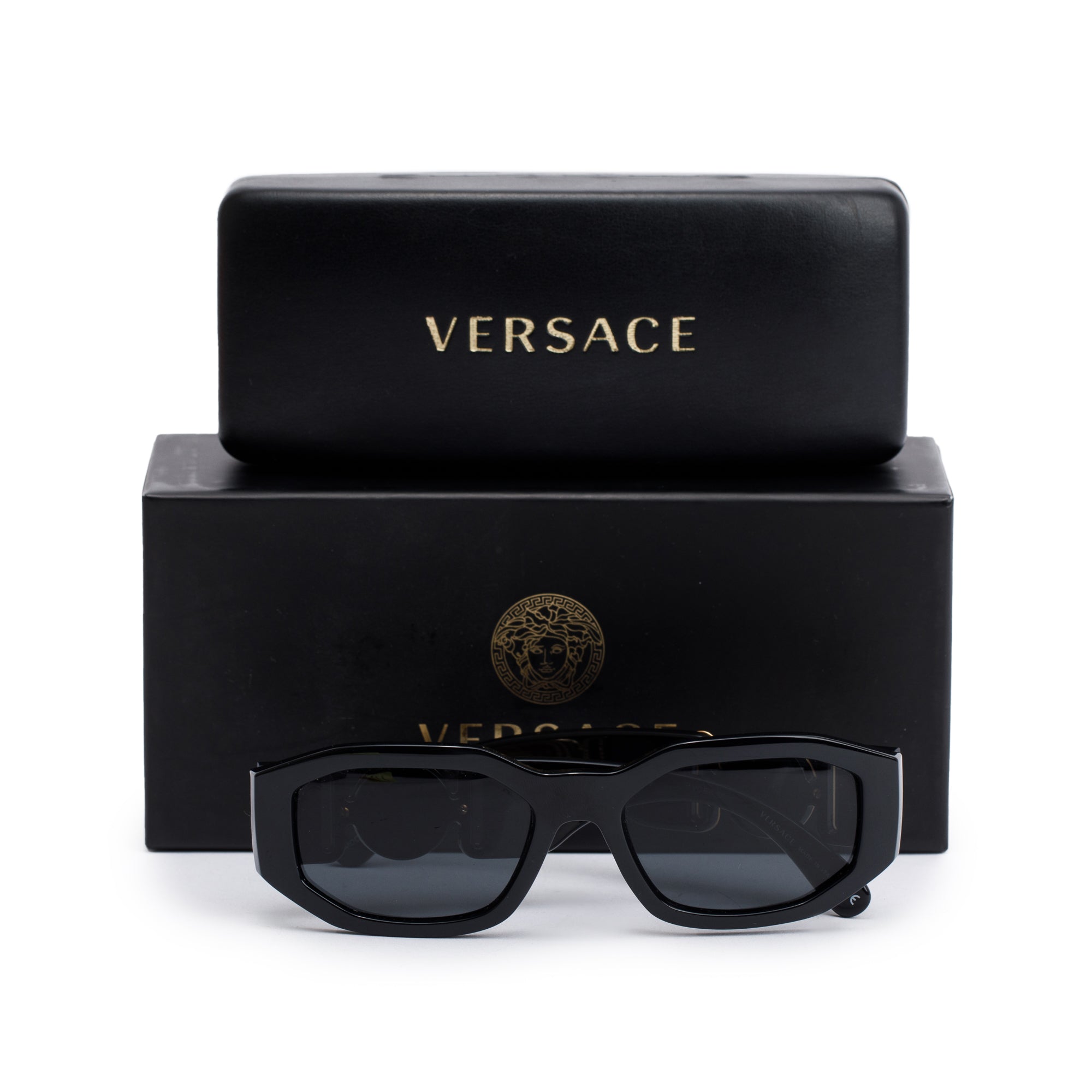 Versace 4361 Black Acetate Medusa Biggie Sunglasses w/ Box & Case