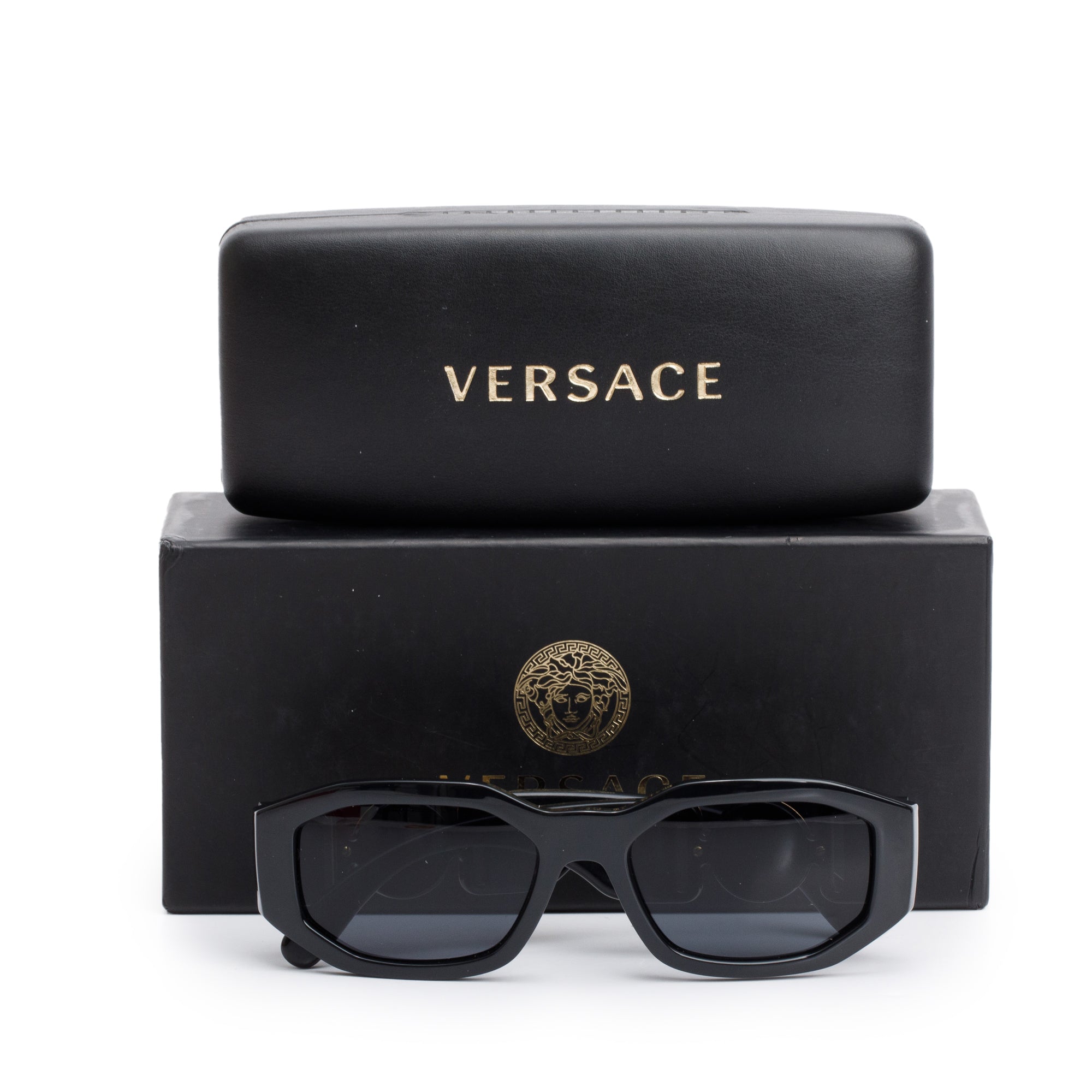 Versace 4361 Black Acetate Medusa Biggie Sunglasses w/ Box & Case