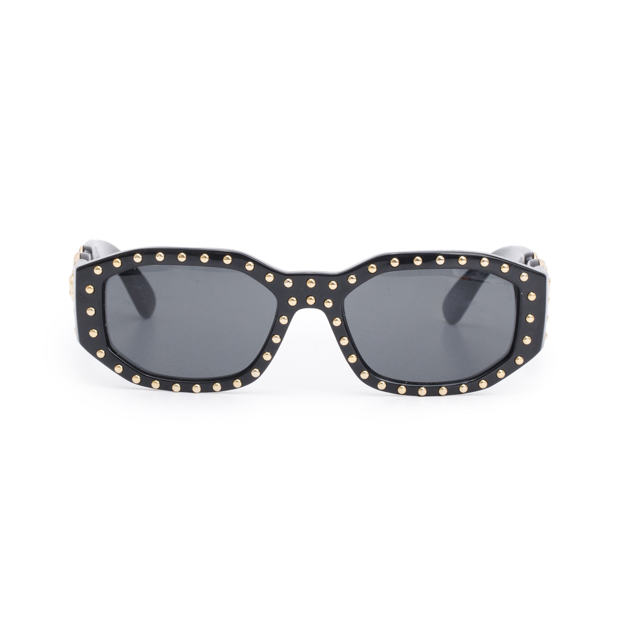 Versace 4361 Black Acetate Studded Medusa Biggie Sunglasses w/ Case