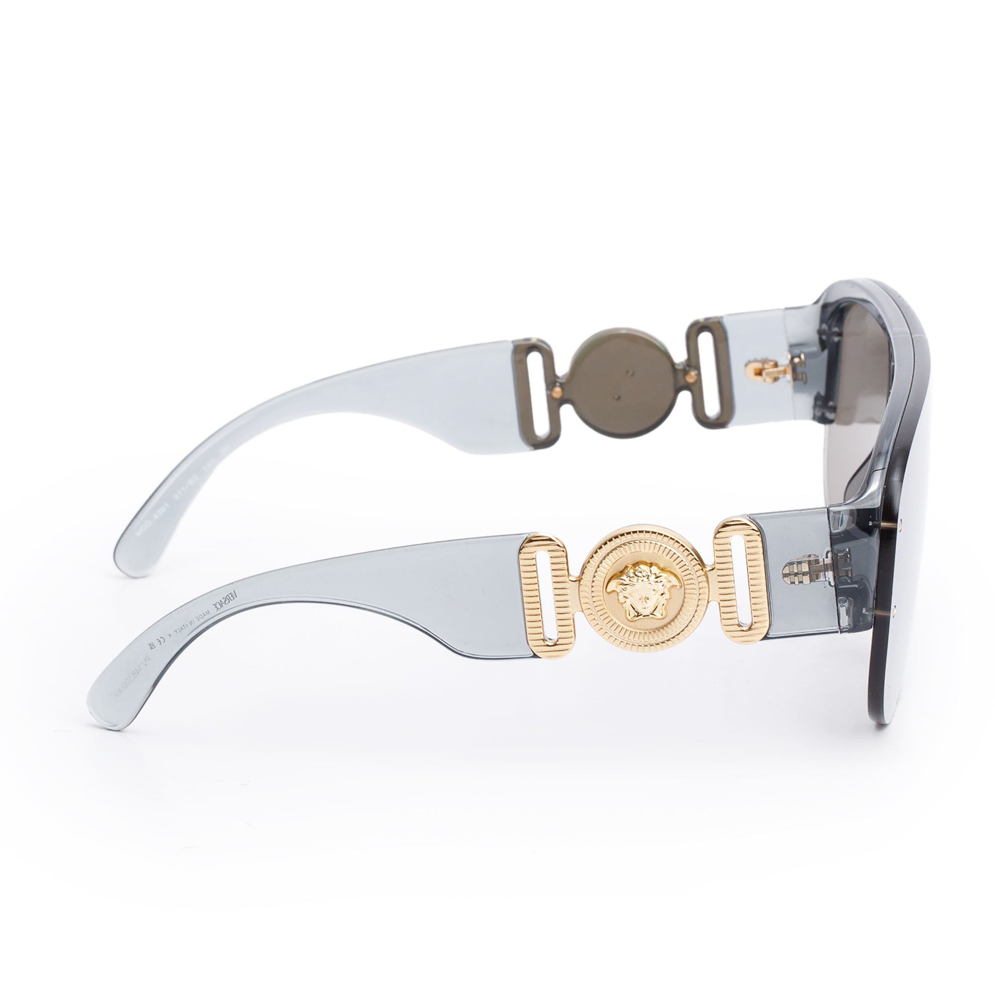 Versace 4391 Black Transparent Acetate Medusa Biggie Shield Sunglasses w/ Box & Case