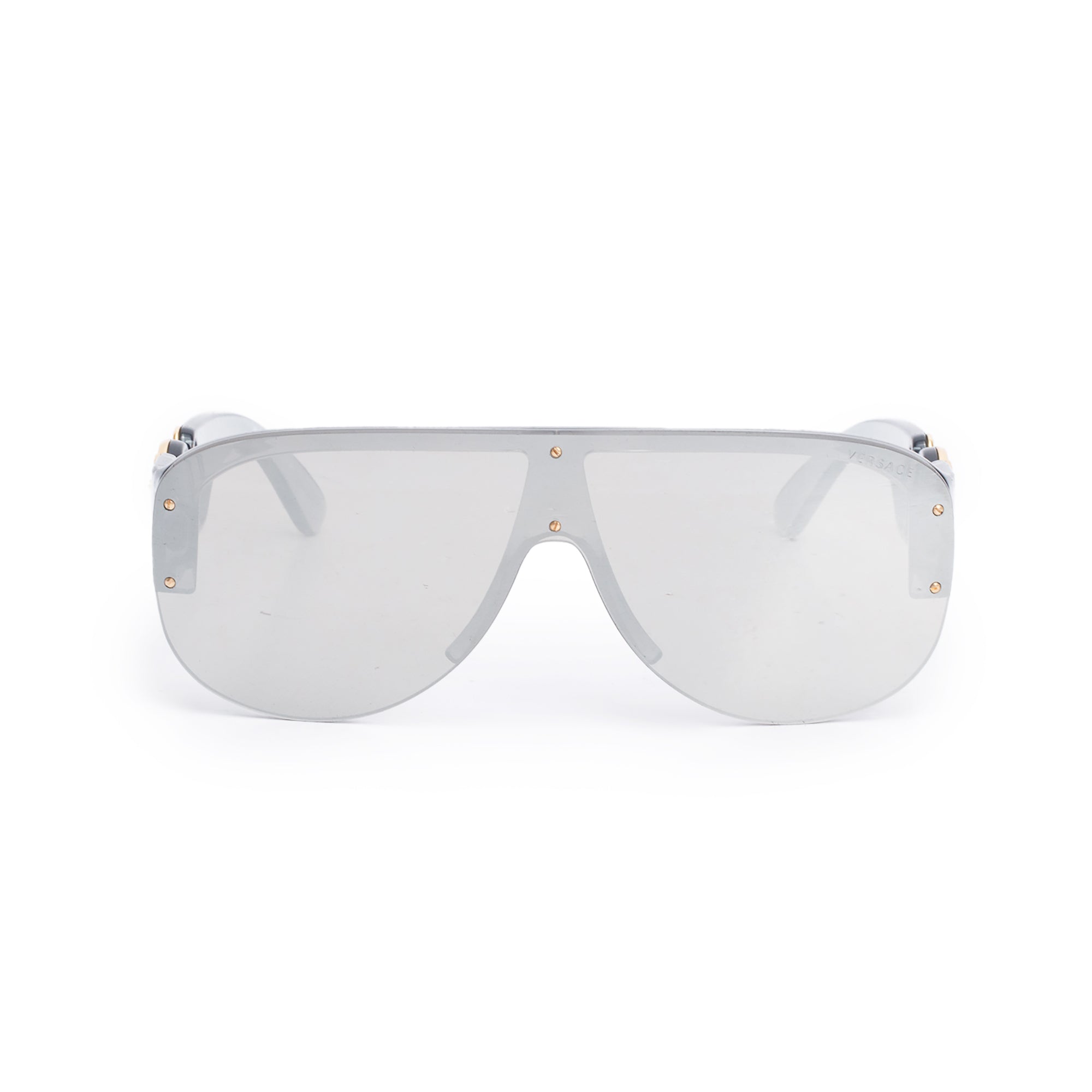 Versace 4391 Black Transparent Acetate Medusa Biggie Shield Sunglasses w/ Box & Case