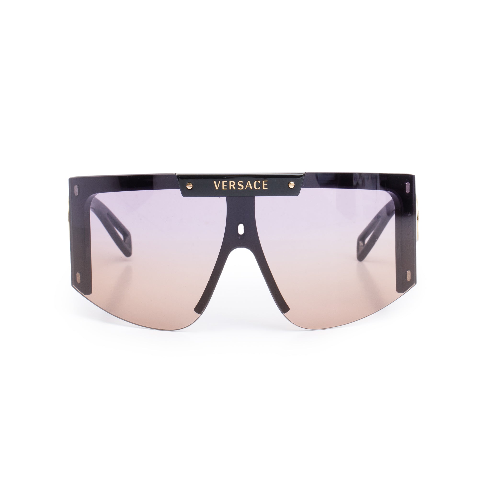 Versace 4393 Black Acetate Medusa Shield Sunglasses w/ Box & Case