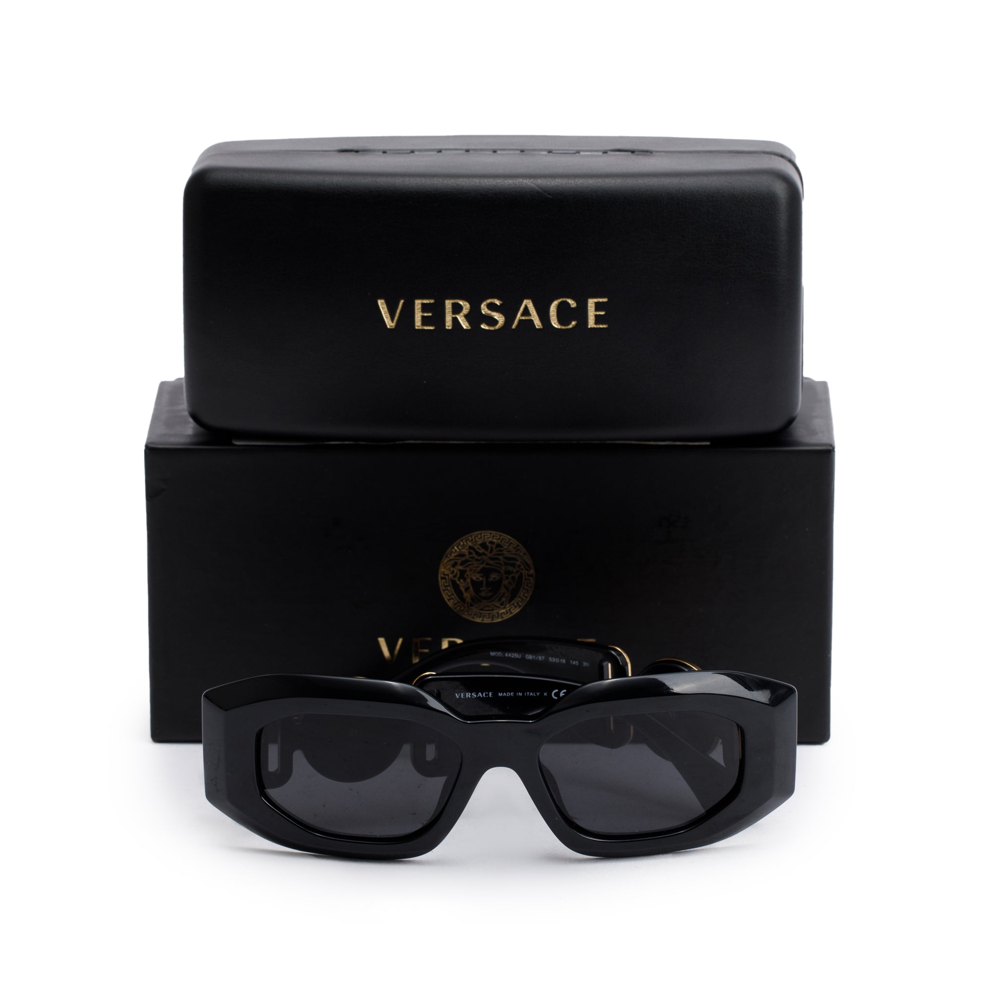 Versace 4425U Black Acetate Medusa Biggie Sunglasses w/ Box & Case