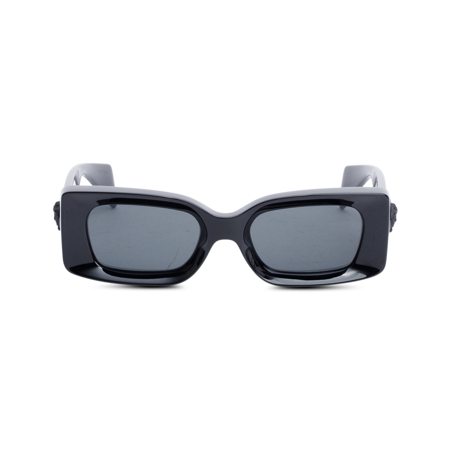 Versace 4474-U Black Acetate Medusa Medallion Rectangular Sunglasses w/ Case