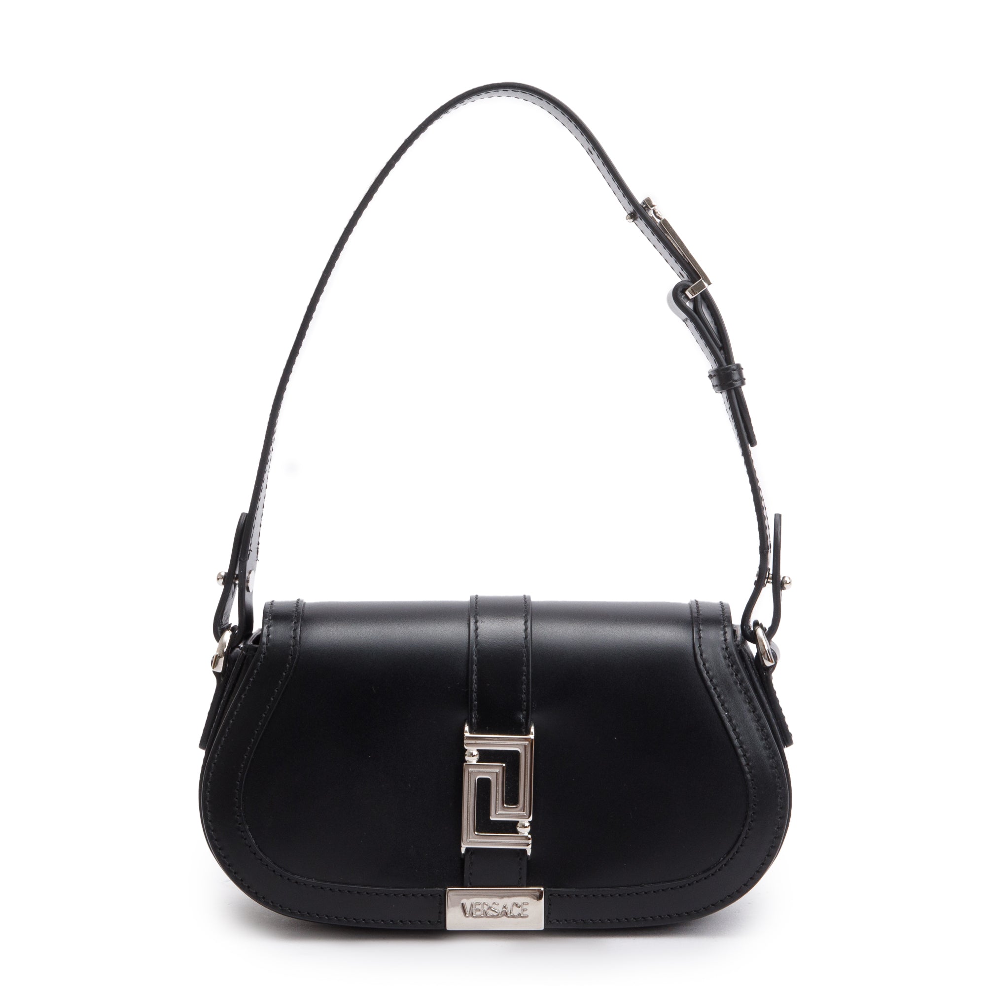 Versace Black Calf Leather Mini Greca Goddess Shoulder Bag w/ Box