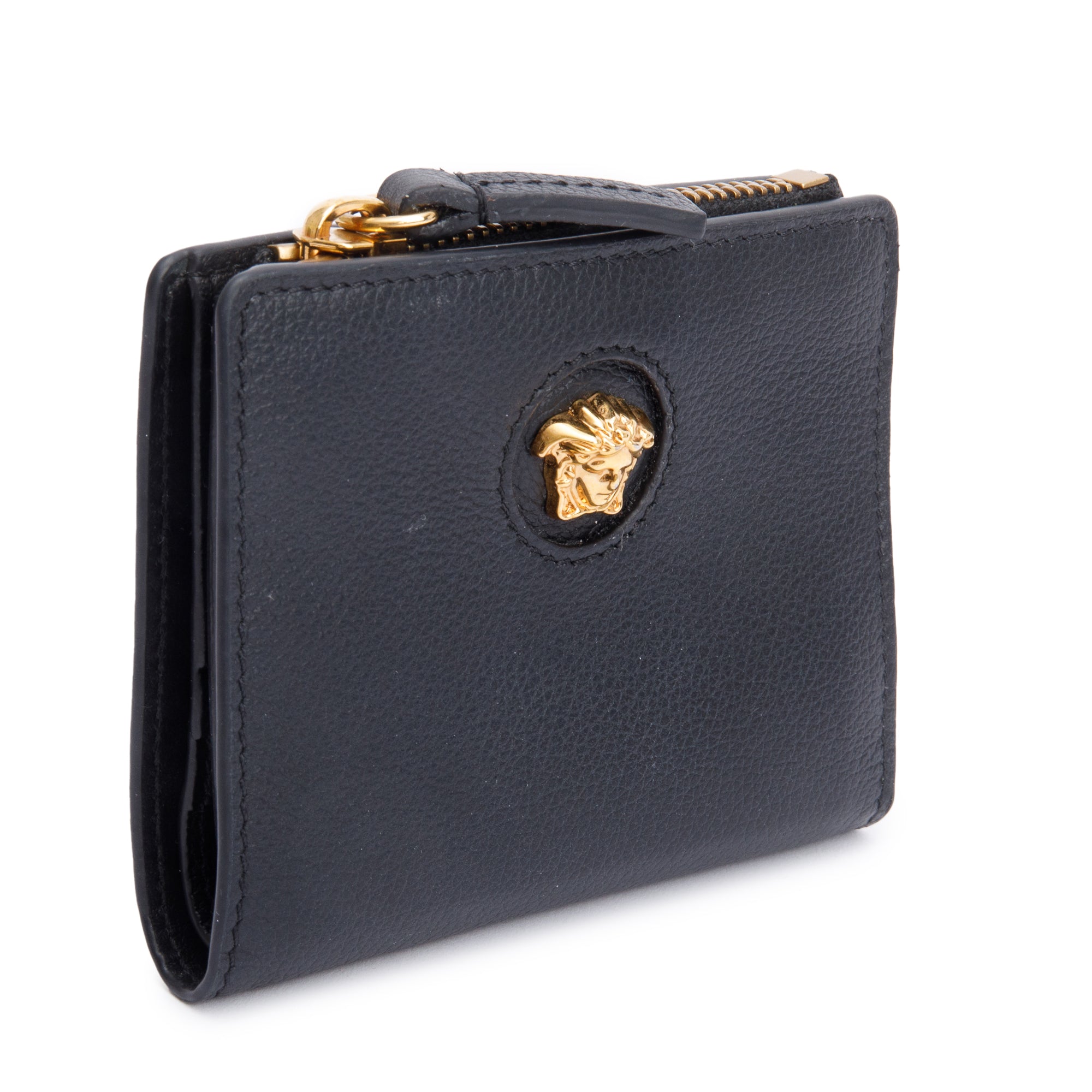 Versace Black Calfskin Leather La Medusa Bifold Wallet w/ Box