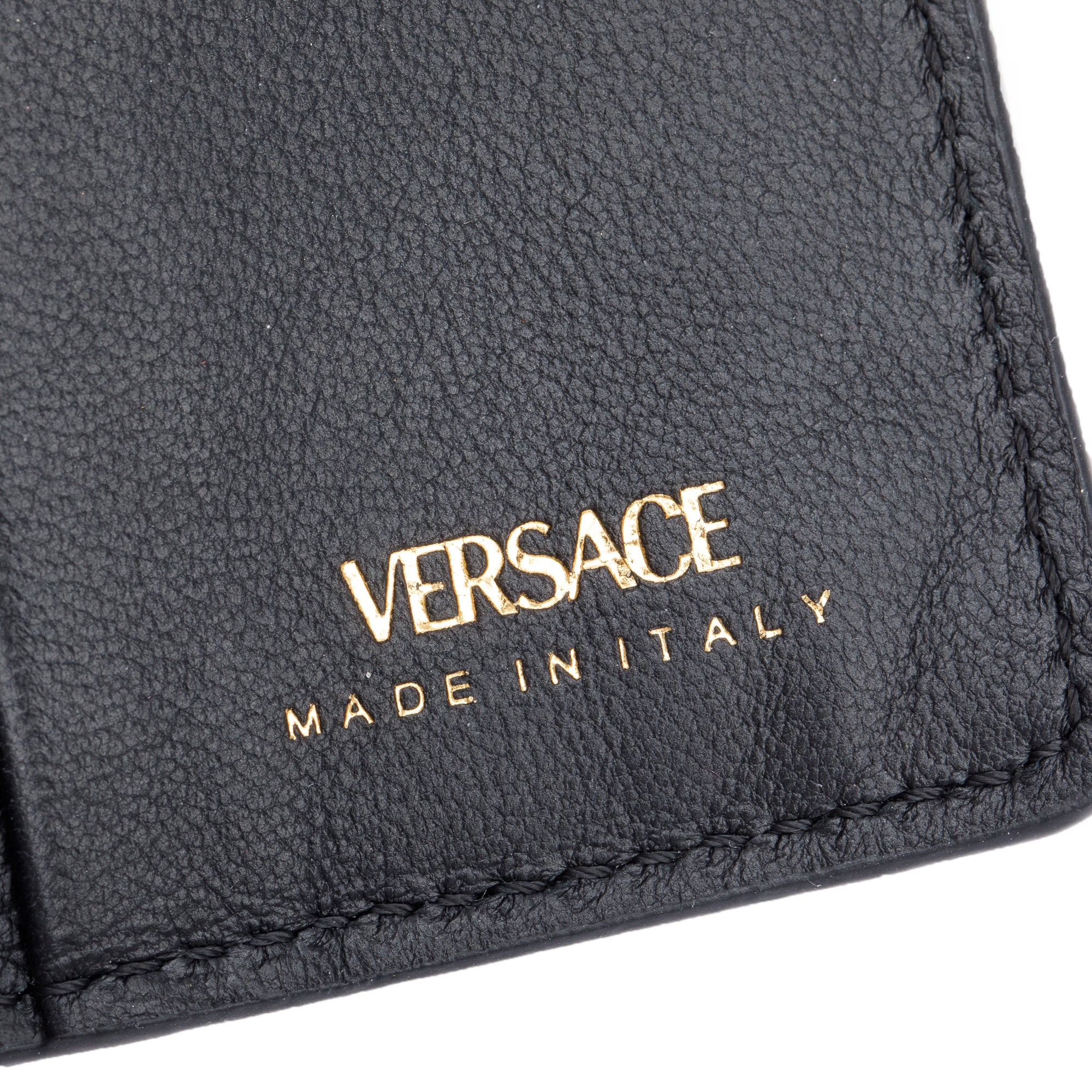 Versace Black Calfskin Leather La Medusa Bifold Wallet w/ Box