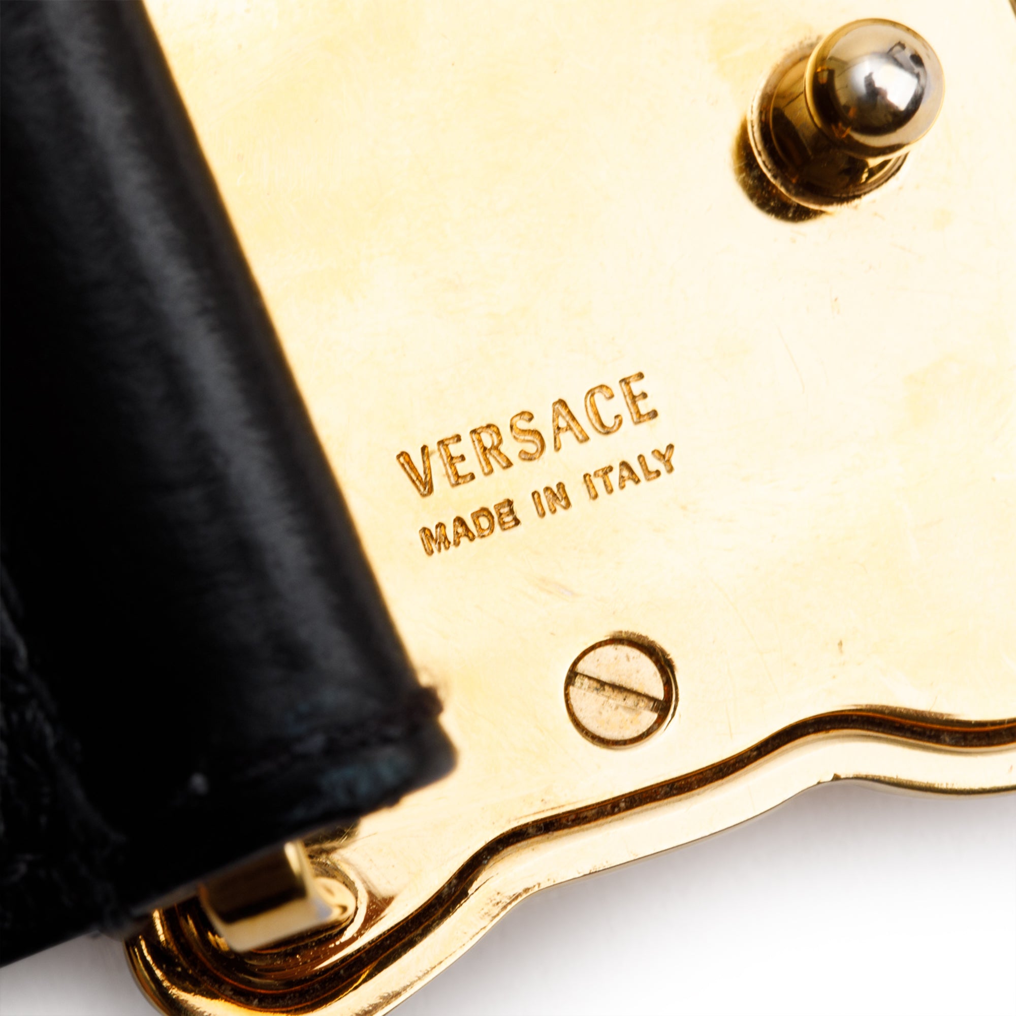 Versace Black Calfskin Leather Palazzo Medusa Belt 85 34