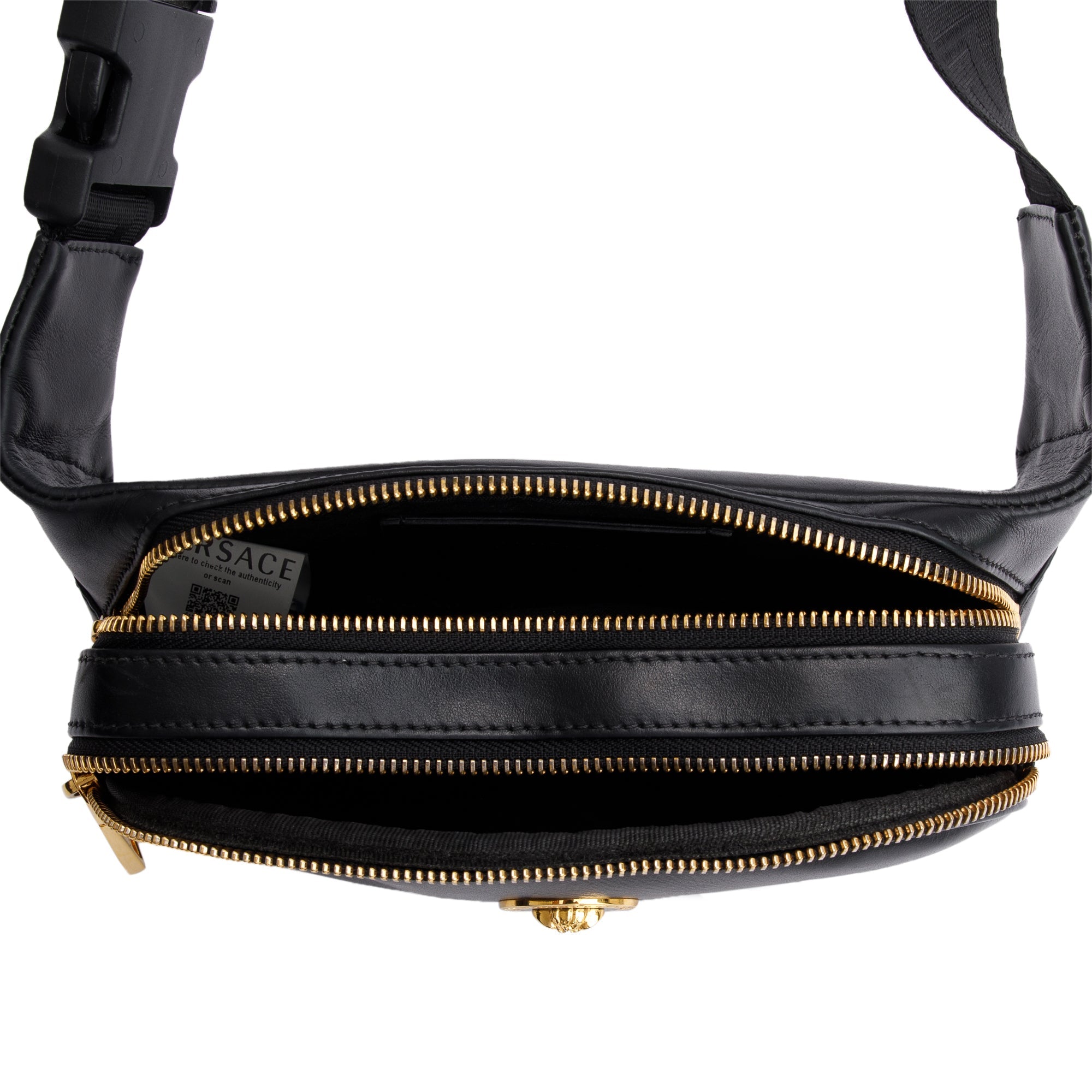 Versace Black Leather Medusa Waist Bag