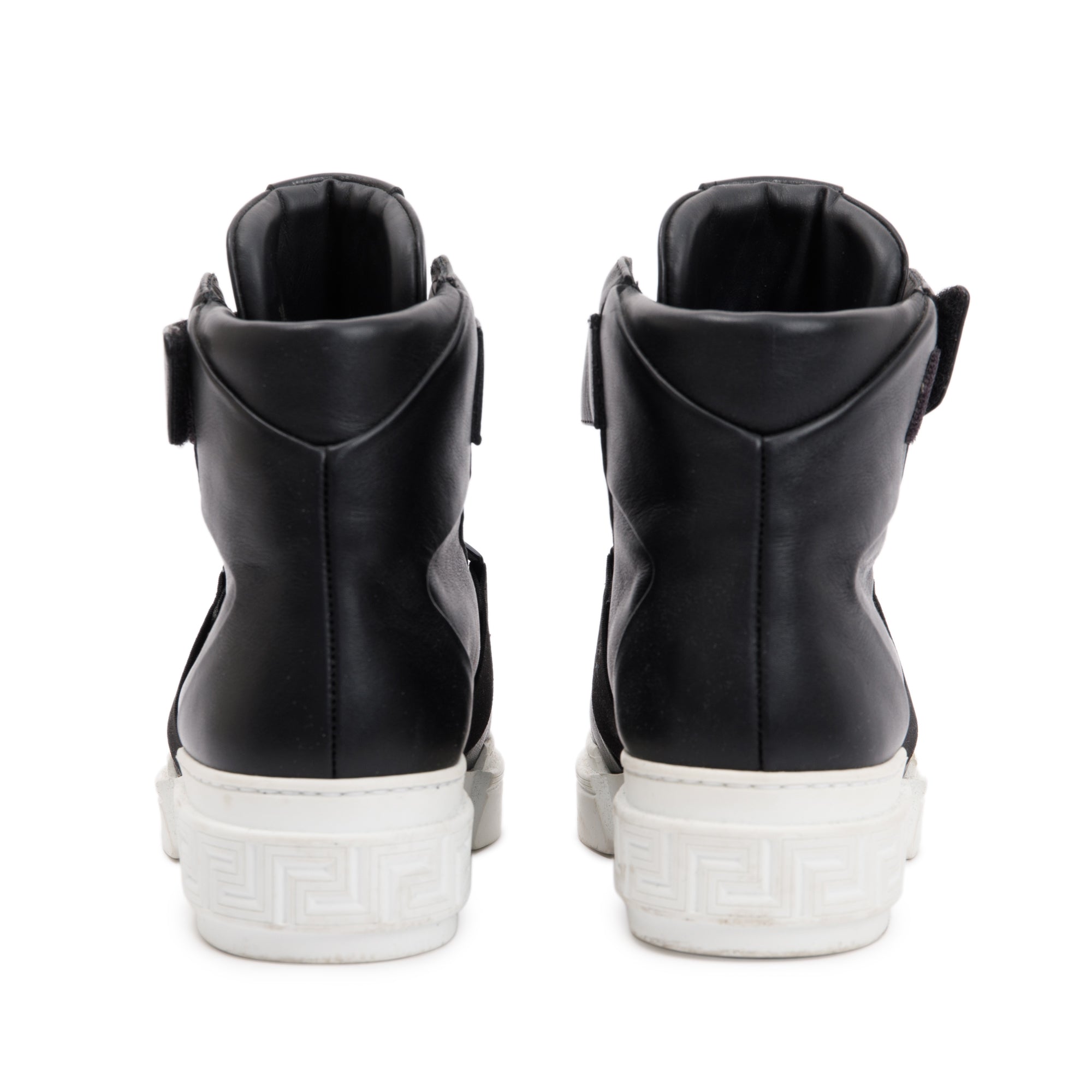 Versace Black Medusa Insignia Leather High Top Sneakers, Size 36 w/ Box