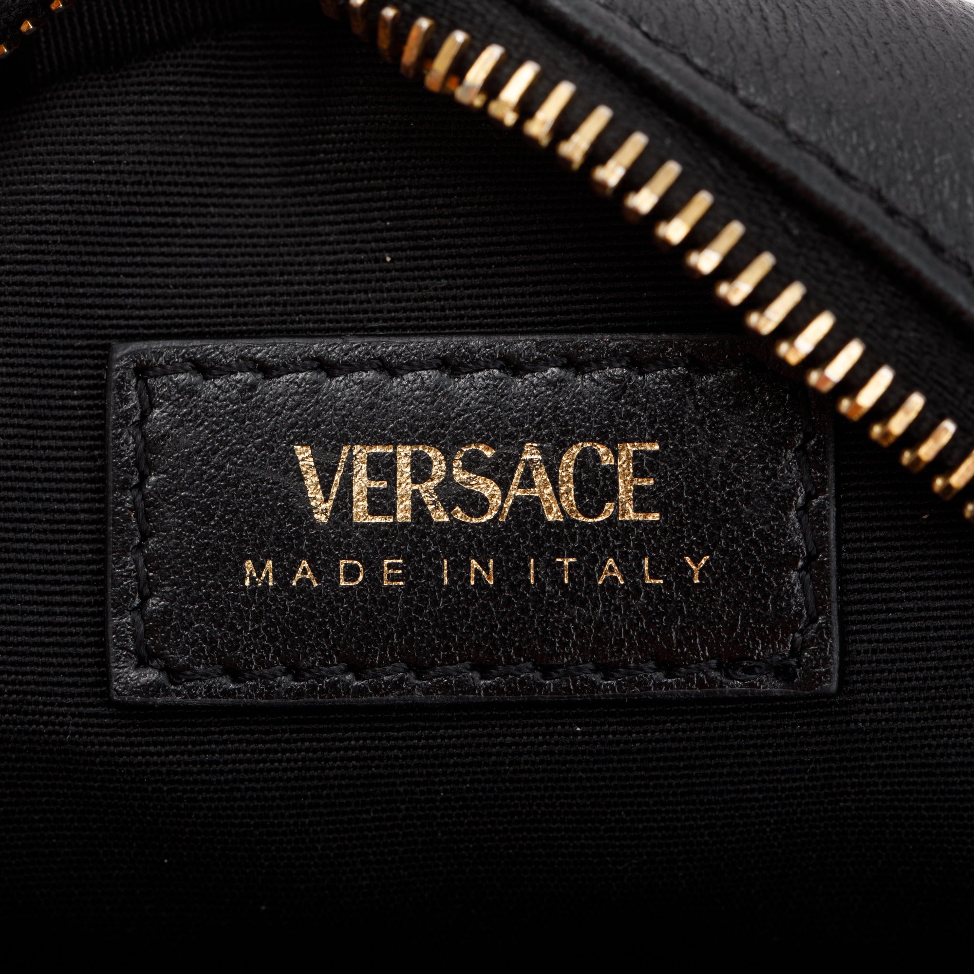 Versace Black Nappa Quilted Leather La Medusa Round Camera Bag