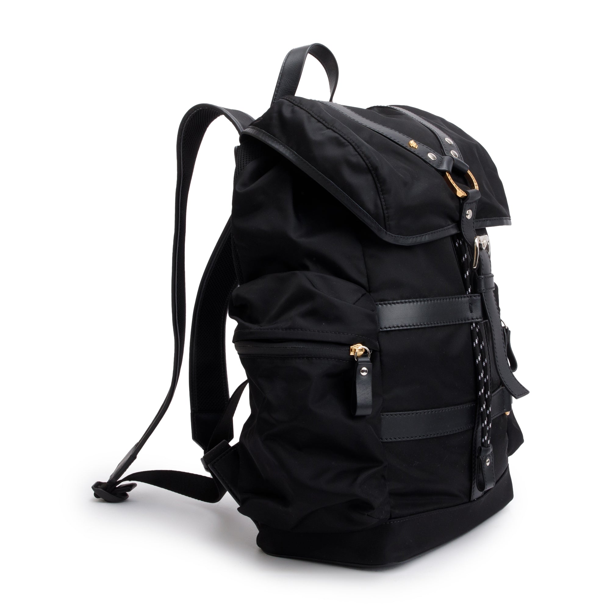 Versace Black Nylon Medusa Greca Backpack