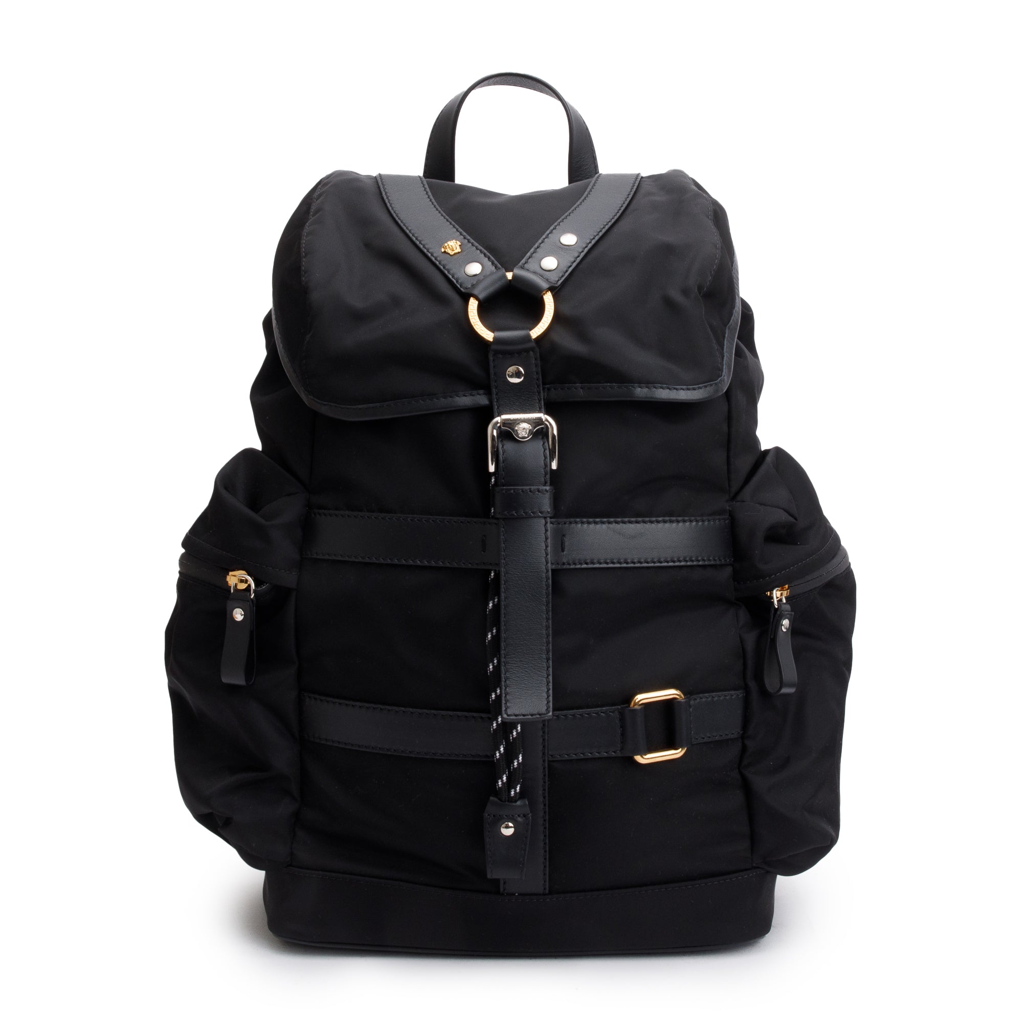 Versace Black Nylon Medusa Greca Backpack