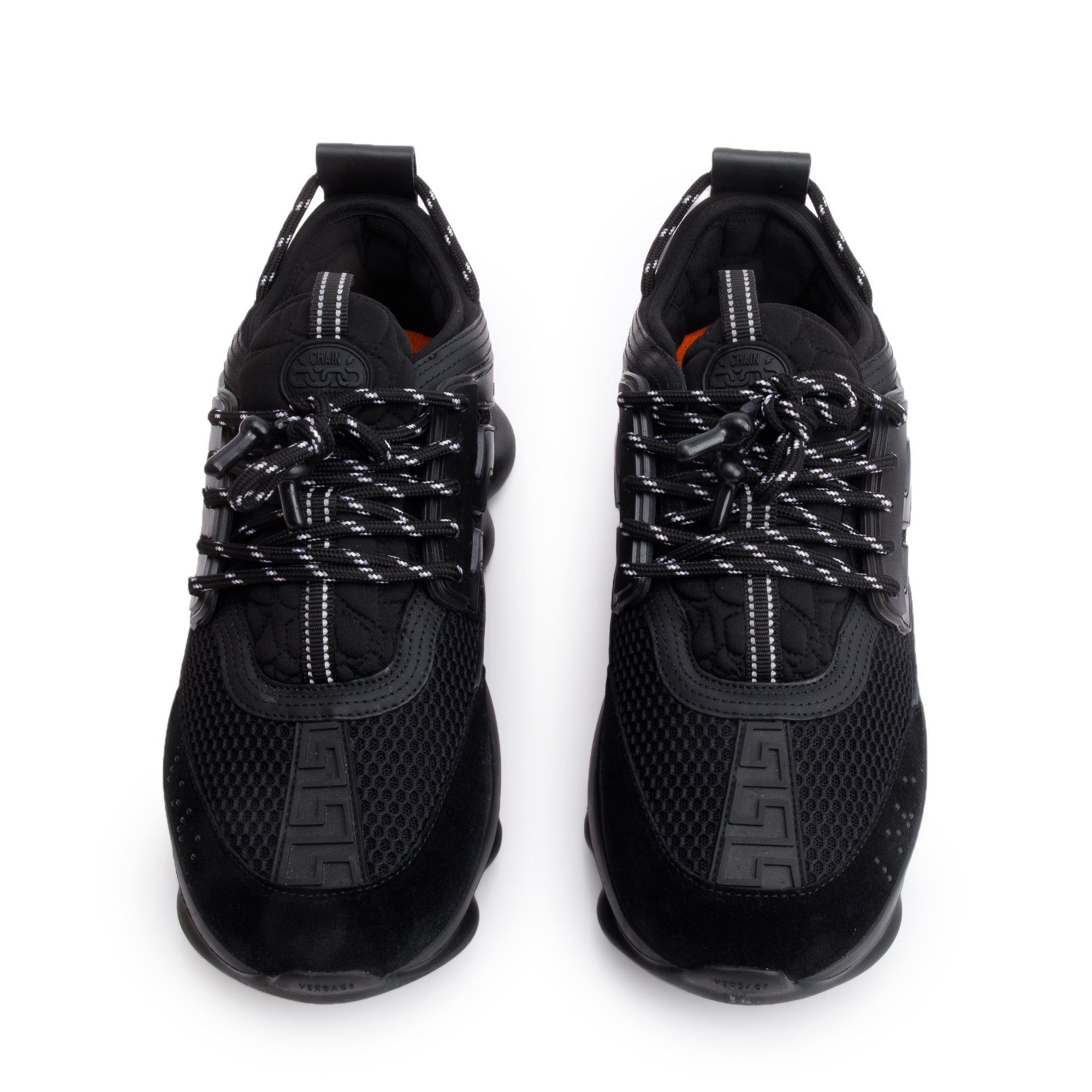 Versace Black Nylon/Leather/Suede Barocco Jacquard Trigreca Sneakers, Size 43.5 w/ Box & Authenticity Card