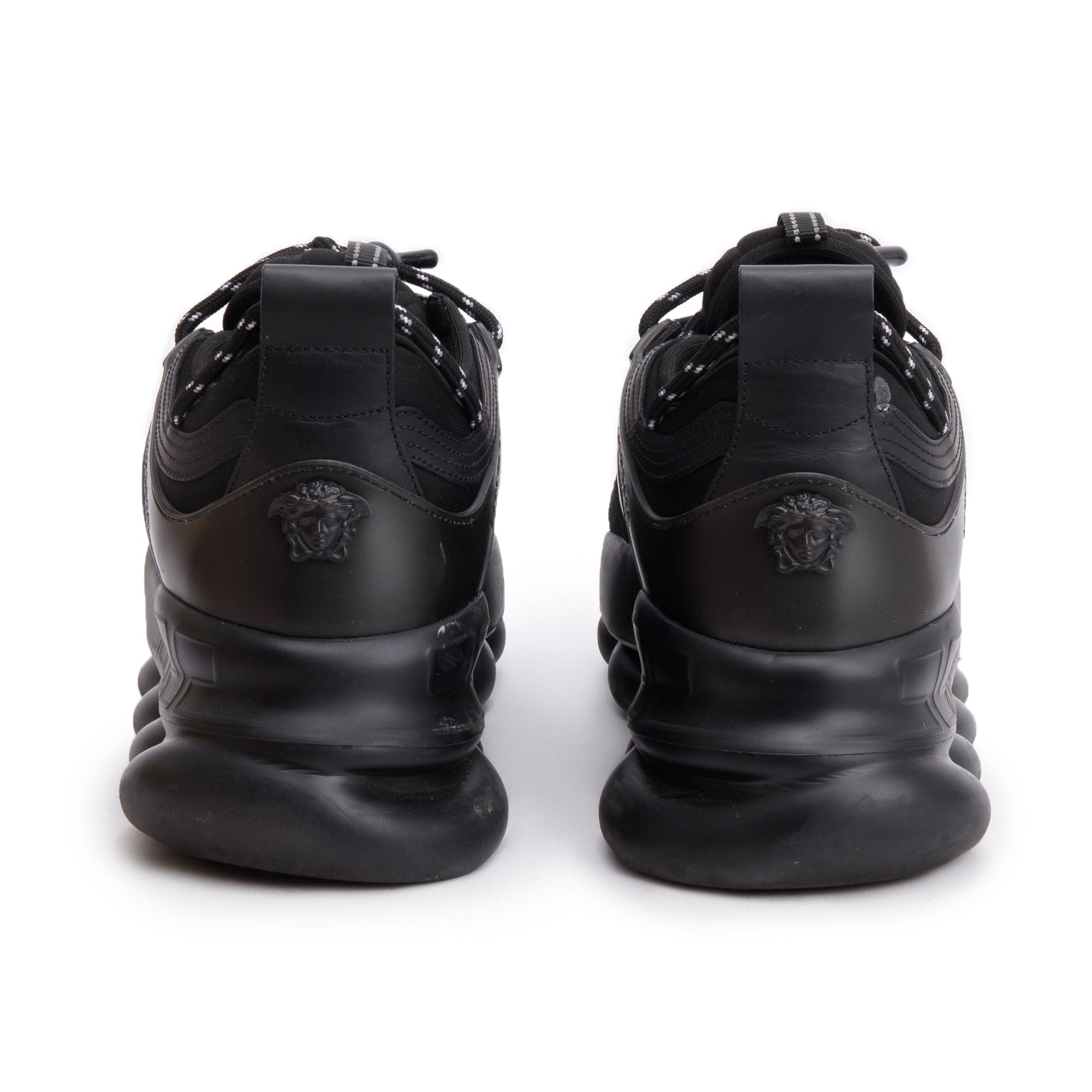 Versace Black Nylon/Leather/Suede Barocco Jacquard Trigreca Sneakers, Size 43.5 w/ Box & Authenticity Card