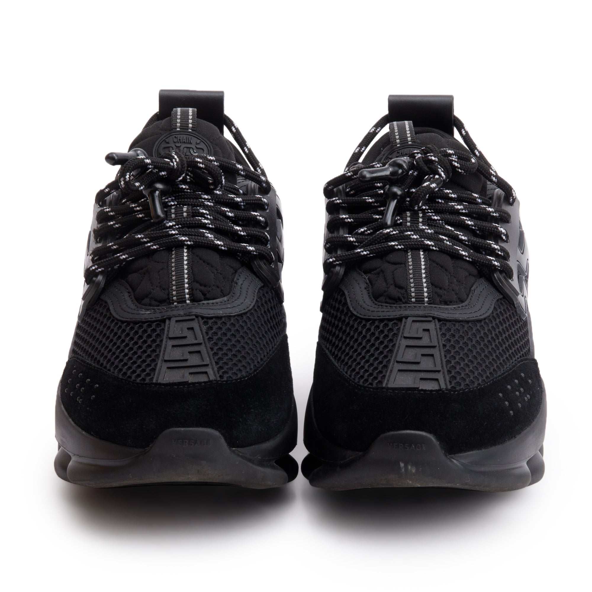 Versace Black Nylon/Leather/Suede Barocco Jacquard Trigreca Sneakers, Size 43.5 w/ Box & Authenticity Card