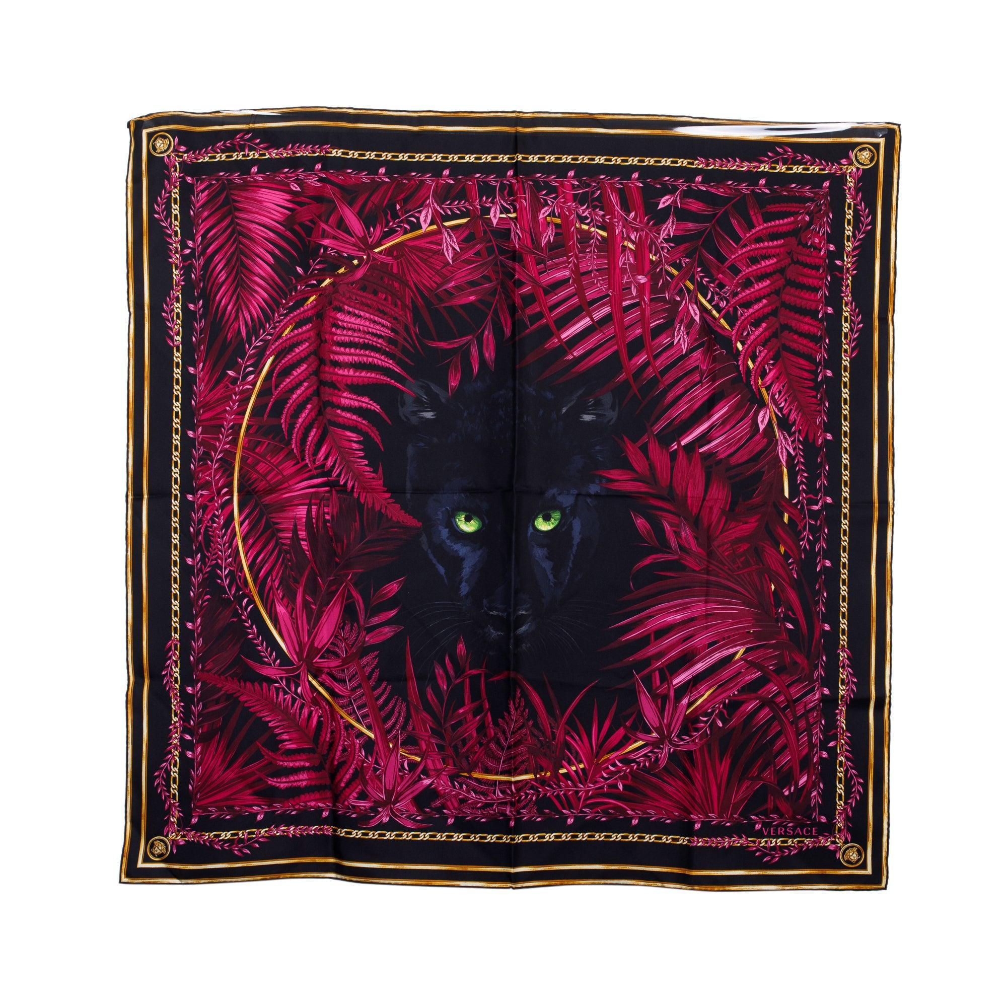 Versace Black Panther Jungle Silk Scarf