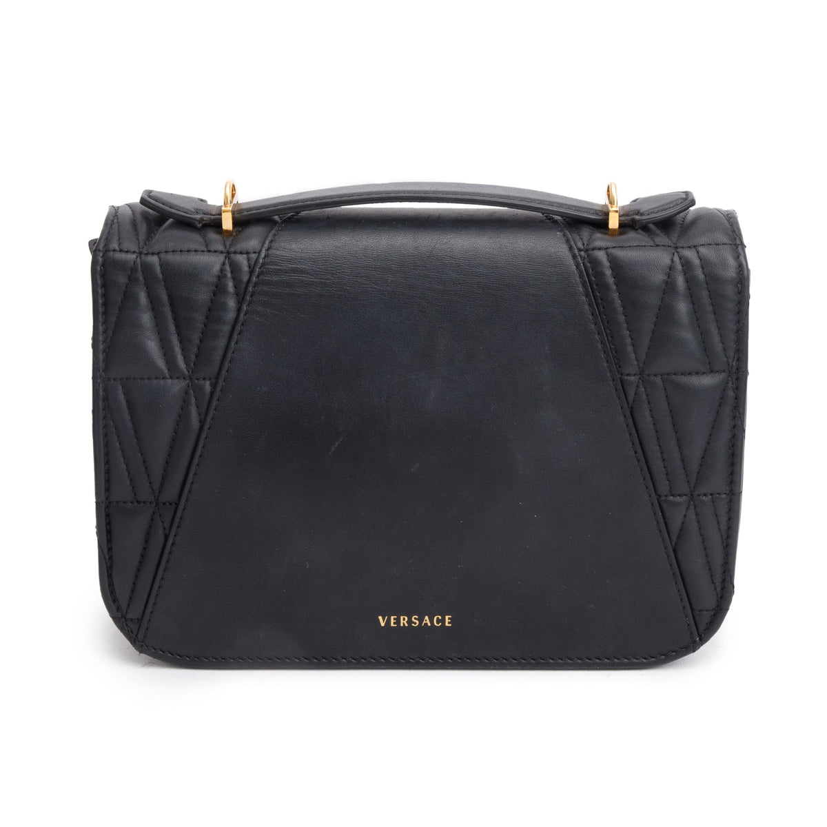 Versace Black Quilted Nappa Leather Small Virtus Shoulder Bag