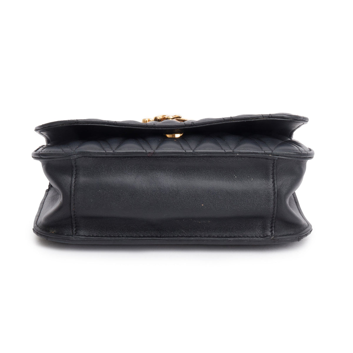 Versace Black Quilted Nappa Leather Small Virtus Shoulder Bag